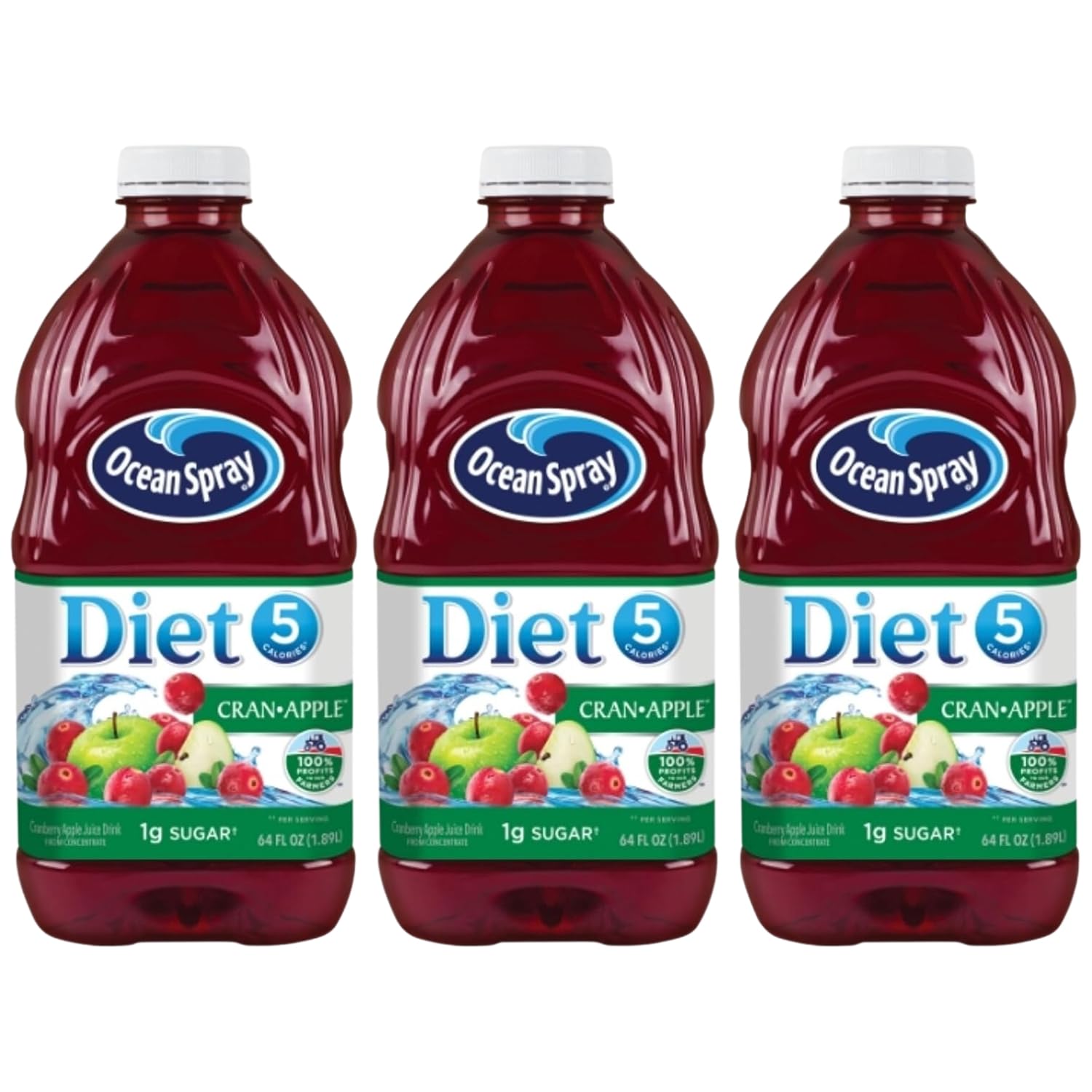 Ocean Spray Diet Juice in 64 Ounce Bottles - 3 Pack Bundled by Louisiana Pantry (Diet Cranberry Apple)