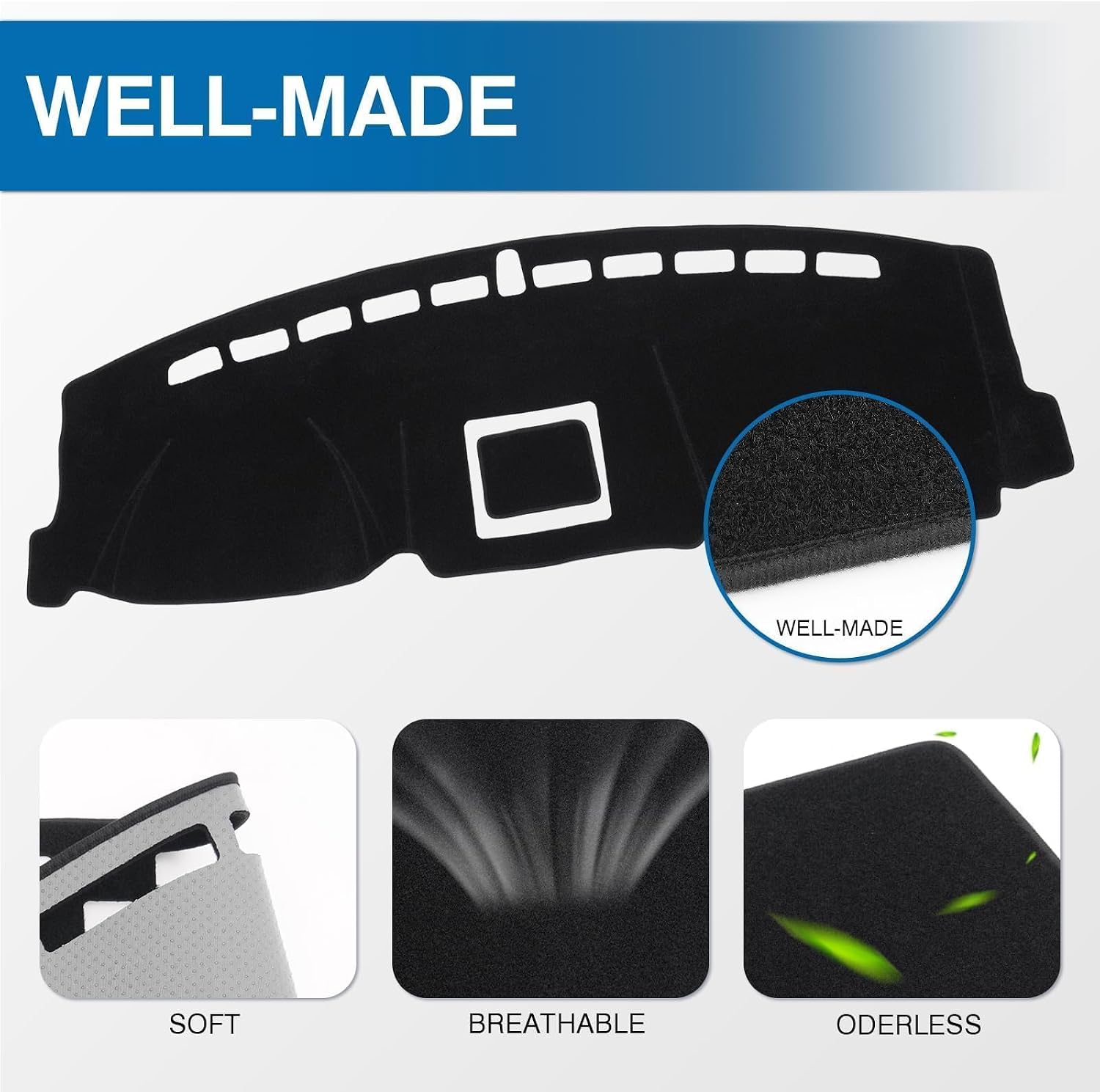 KUST Black Dash Cover for Ford Expedition 2018-2021 (Only fits 4.3-inch Touch Screen Dashboard. Not fits 12-inch/15.5-inch Touch Screen Dashboard) Dashboard Cover Non-Slip Accessories for Expedition