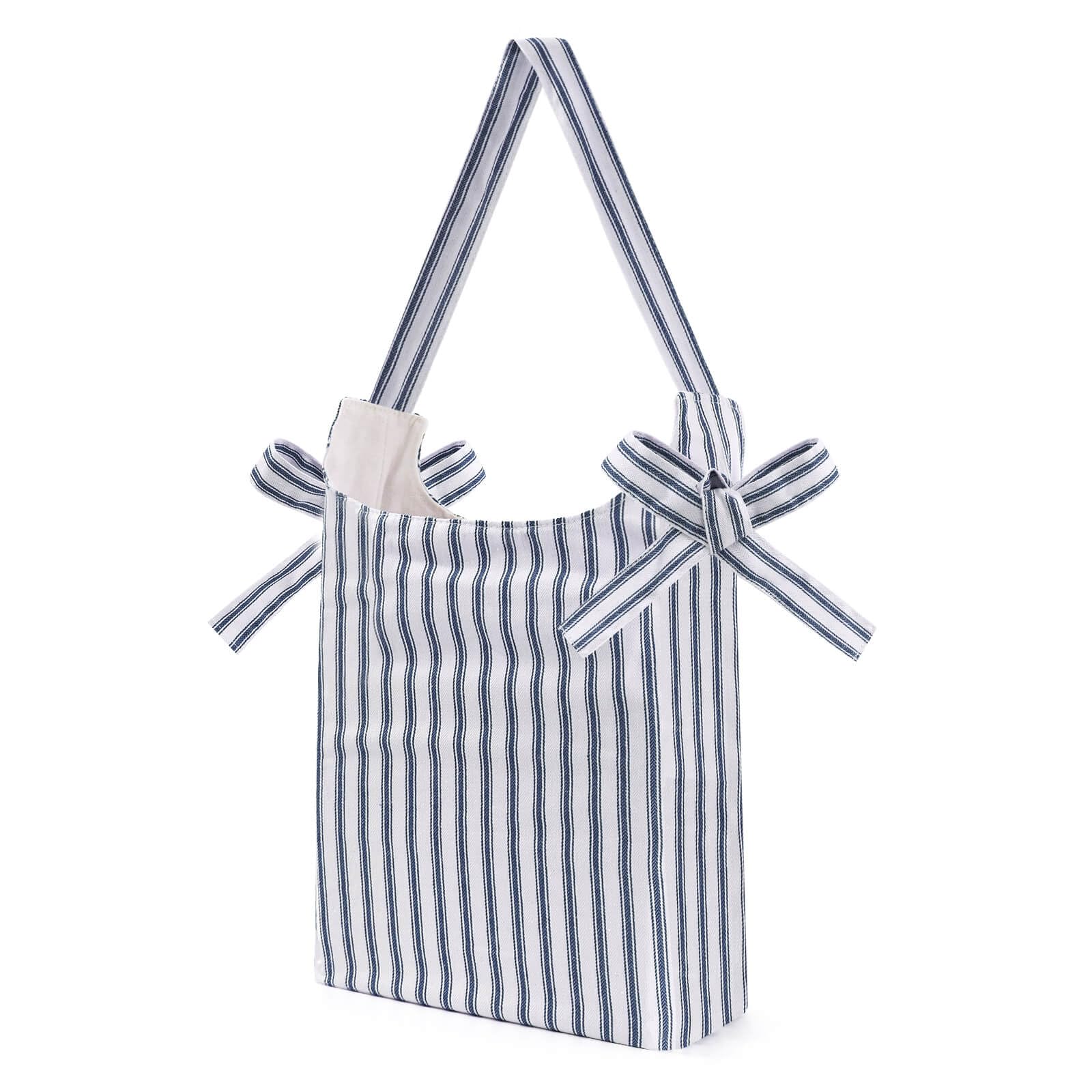 Bow Womens Tote Bag, Canvas Girl Shoulder Totes Bags, Bows Work Shopping Bag For Ladies Birthday Gifts