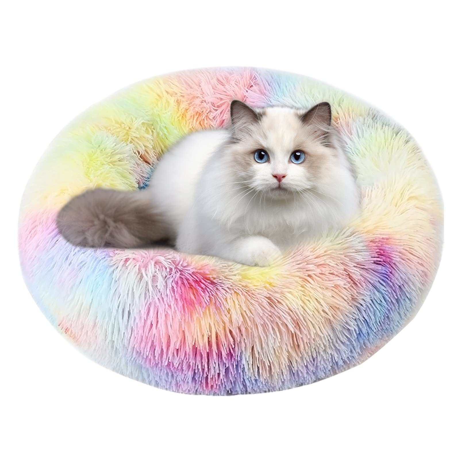 Donut Hundebett Rund, Flauschig – Beruhigendes Schlafnest Für Hunde & Katzen Bis 2,3 Kg, Waschbar, Rutschfest