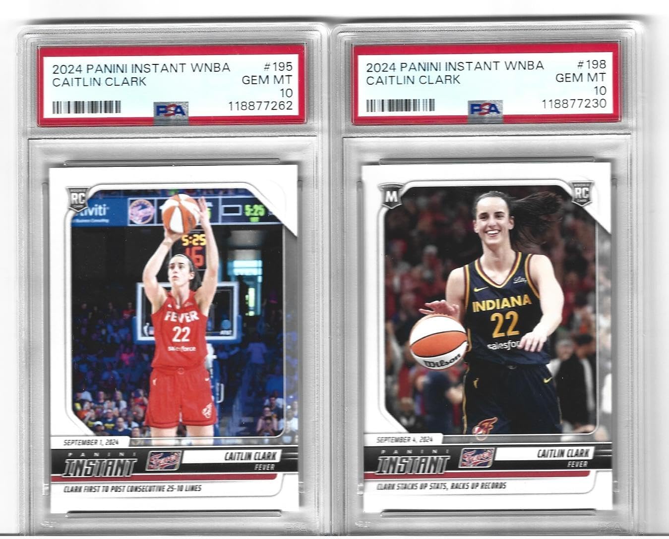 Graded Psa 10 Caitlin Clark Basketball Rookie 2 Card Lot #195,198 Rookie Of The Year Winner! You Will Receive Both Cards Shown