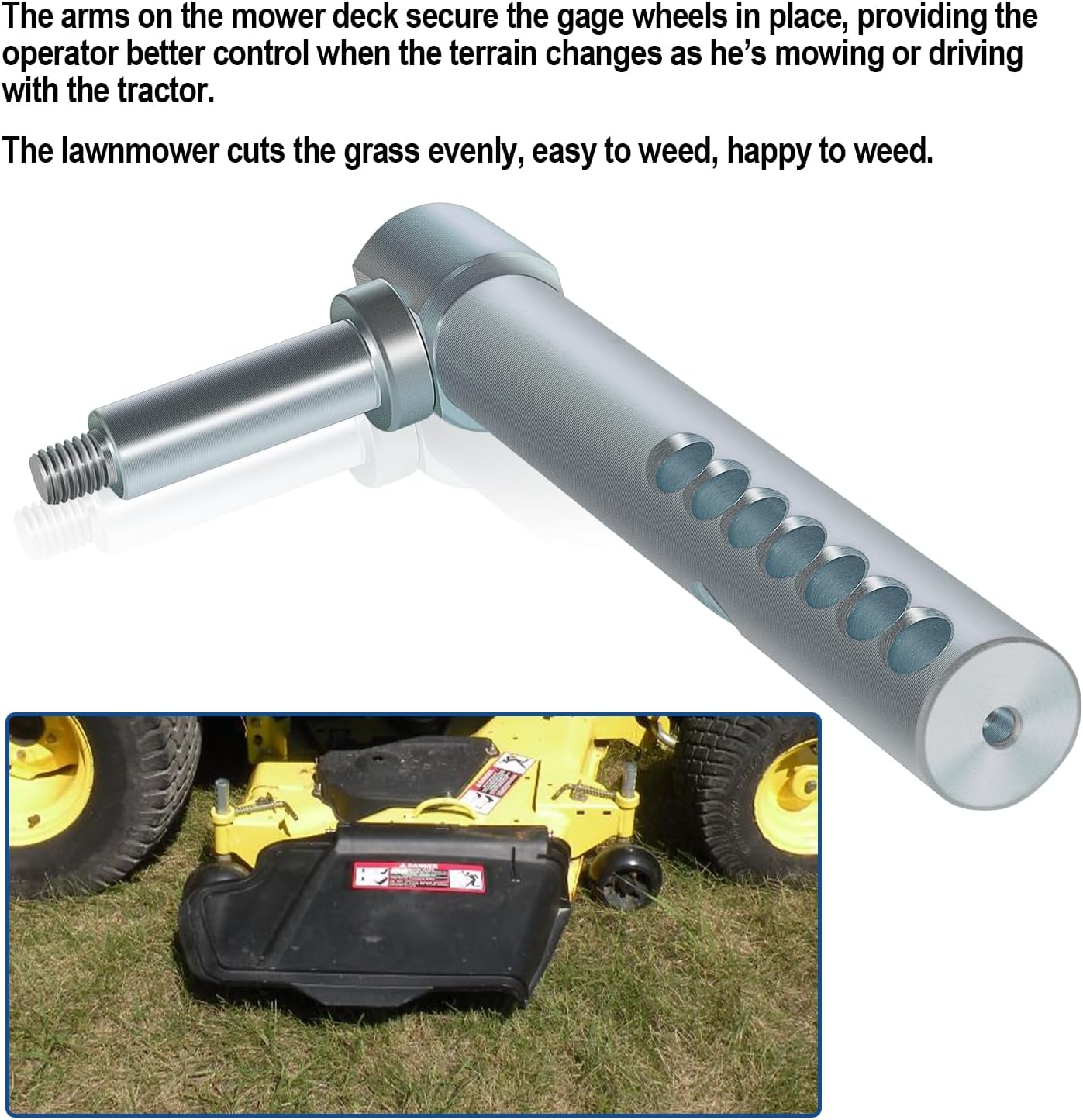 AM131288 Mower Deck RH Gauge Wheel Arm Shaft Replacement Part Fit For Lawn Mower & Garden Tractors GX345 GX355 4010 4210 GT225 GT235 X465 X575