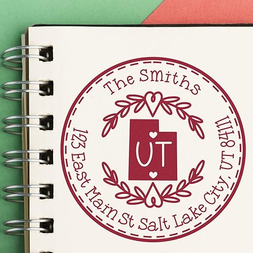 Miniatura 43 de Round State Love - Sello de dirección de devolución para Texas, uso con almohadilla de sello, mango de madera, sello de dirección de Texas