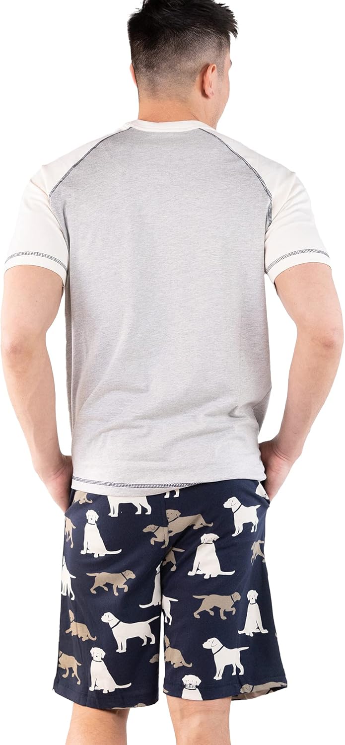 Lazy One Men's Sleep Shorts Set, Matching Sleepwear Shirt and Short Set for Men, Cotton Pajama Shorts and T-Shirt - Image 2