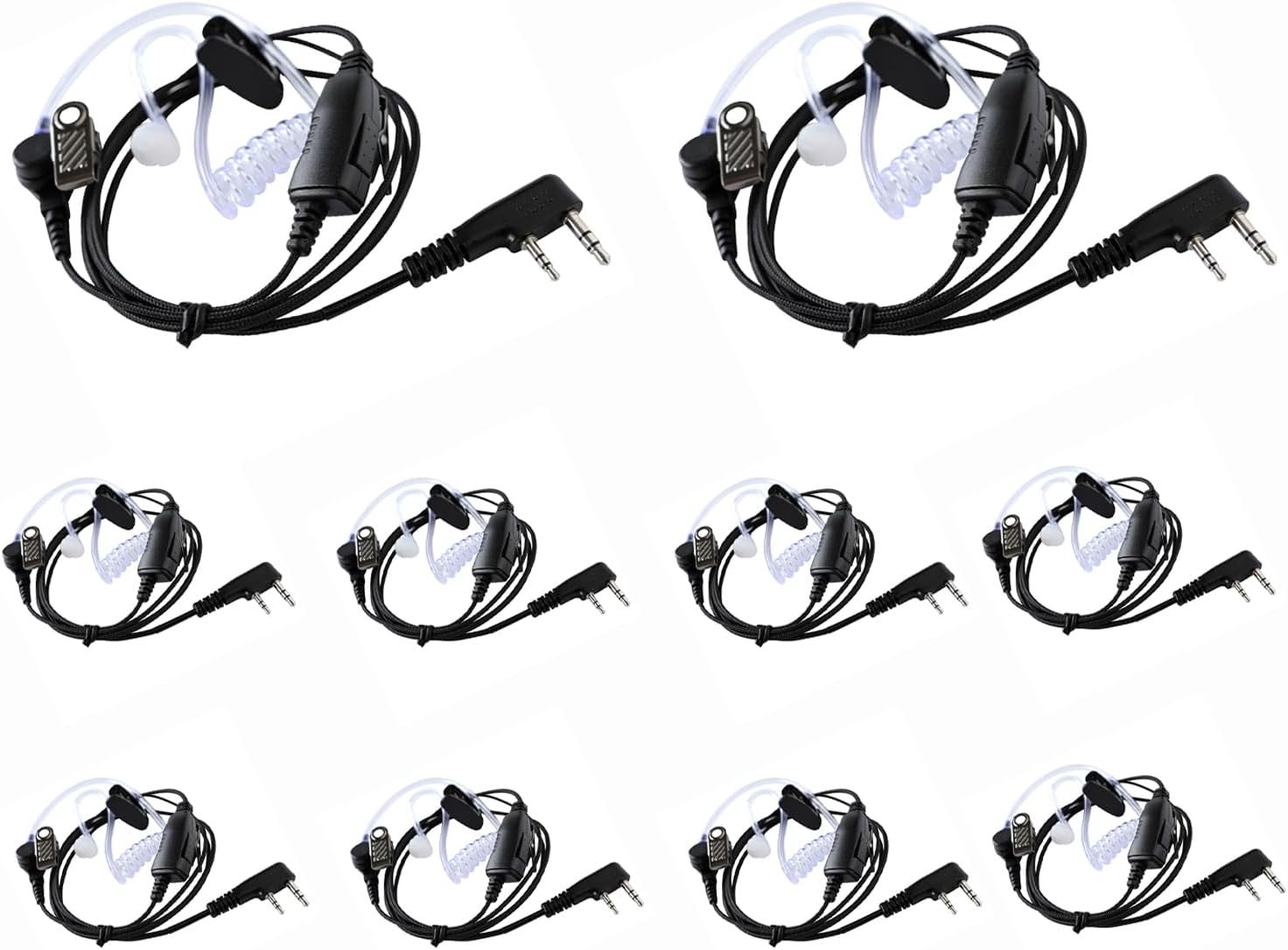 Walkie Talkie Earpiece with Mic Nylon Braided Design Air Acoustic Tube 2 Way Radio Earphones with Cord for Kenwood Baofeng and Retevis (10 Pack)