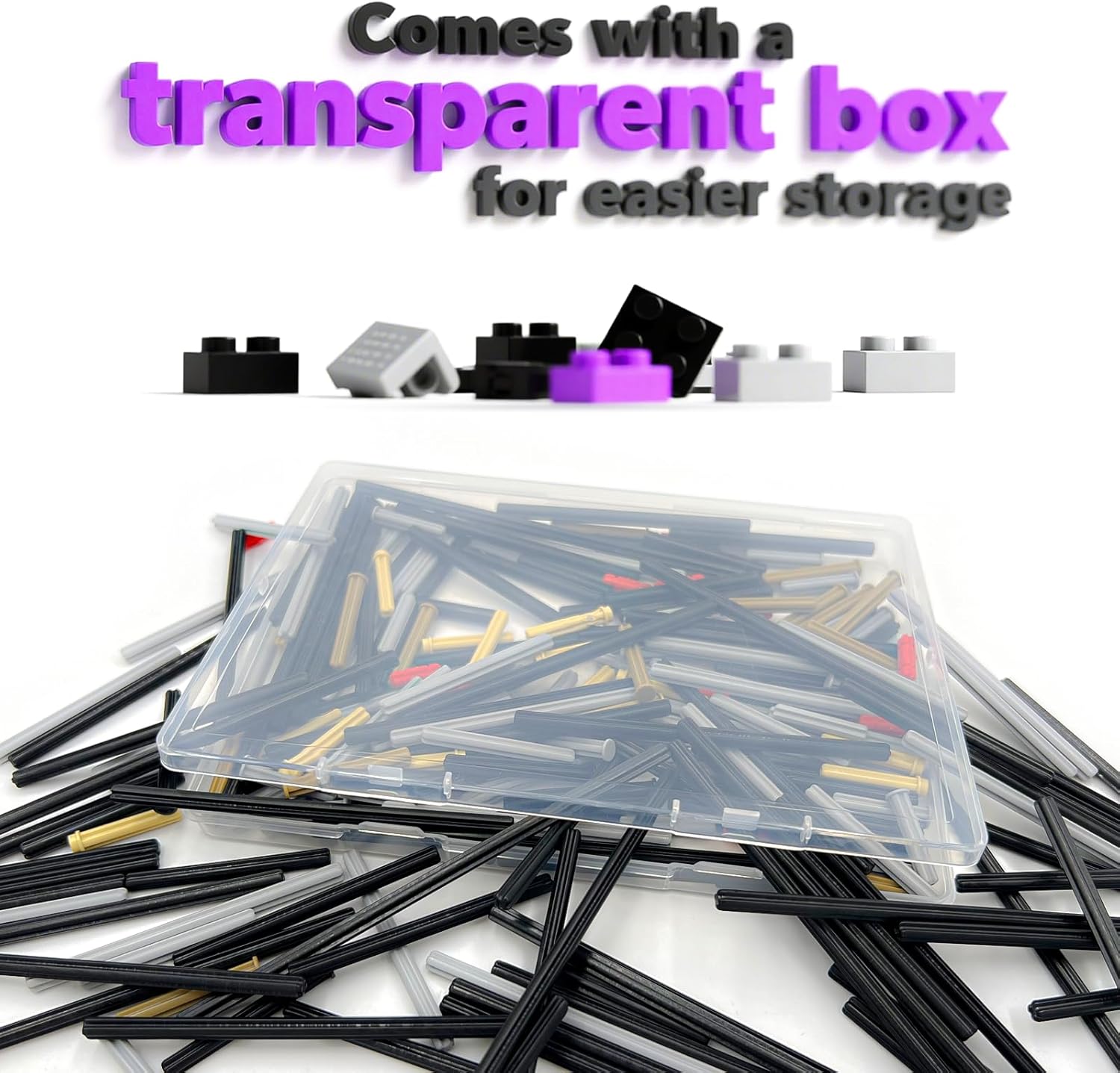 120 Pieces Axle Rods Assortment Pack, Axle Connectors Building Blocks Accessories for Building with 15 Size, Compatible with legoes Parts and Pieces