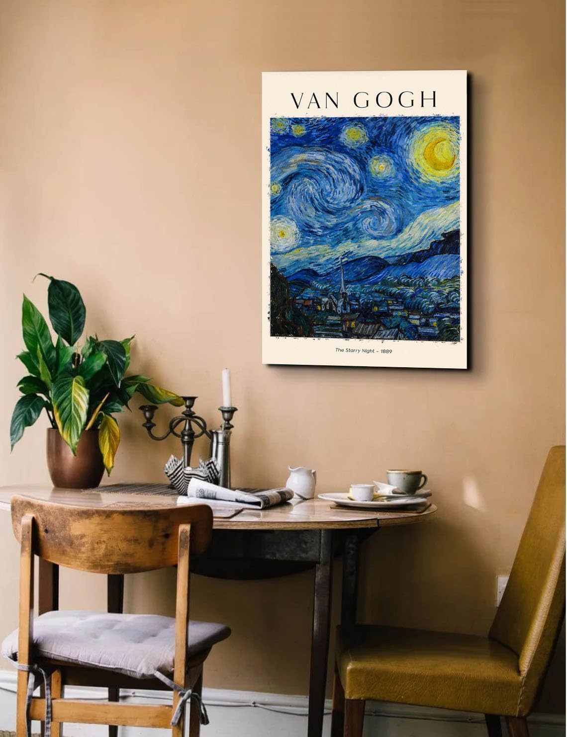 GADGETS WRAP Canvas Gallery Wrap Framed for Home Office Studio Living Room Decoration (14x22inch) - Van Gogh Starry Night Poster