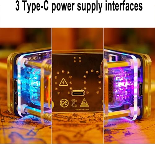 Miniatura 5 de Nixie Tube Clock, Retro Cyberpunk Desk Decor, Creative Desktop Decoration, WiFi Timing, Multiple RGB Lighting Modes, for Gaming Room and Office Decor
