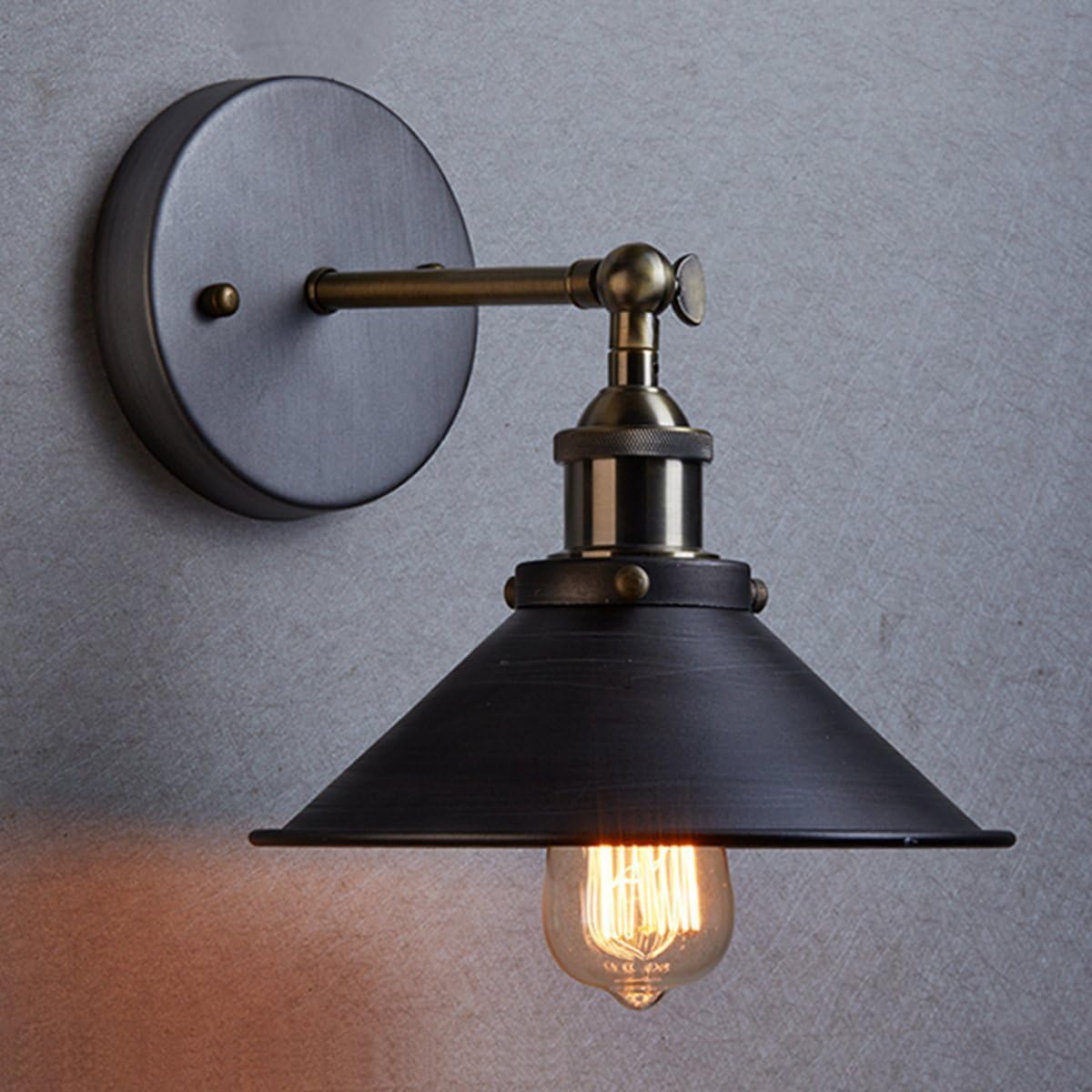 sanyiIndustrial Edison Retro Vintage 180 Rotate Mini Mental Wall Light Mini Wall Sconces Brass Finished Wall Lamp Simplicity Wall Light Sconces for House Decor Without Bulb