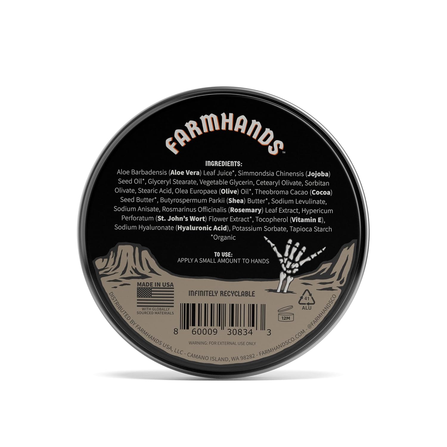 Farmhands Natural & Non-Greasy Hand Cream for Dry, Cracked Hands - No Added Fragrance, Fast-Absorbing with Clean & Organic Ingredients, Non-GMO - Repairing Skincare - Whipped - 2oz Tin - Image 2