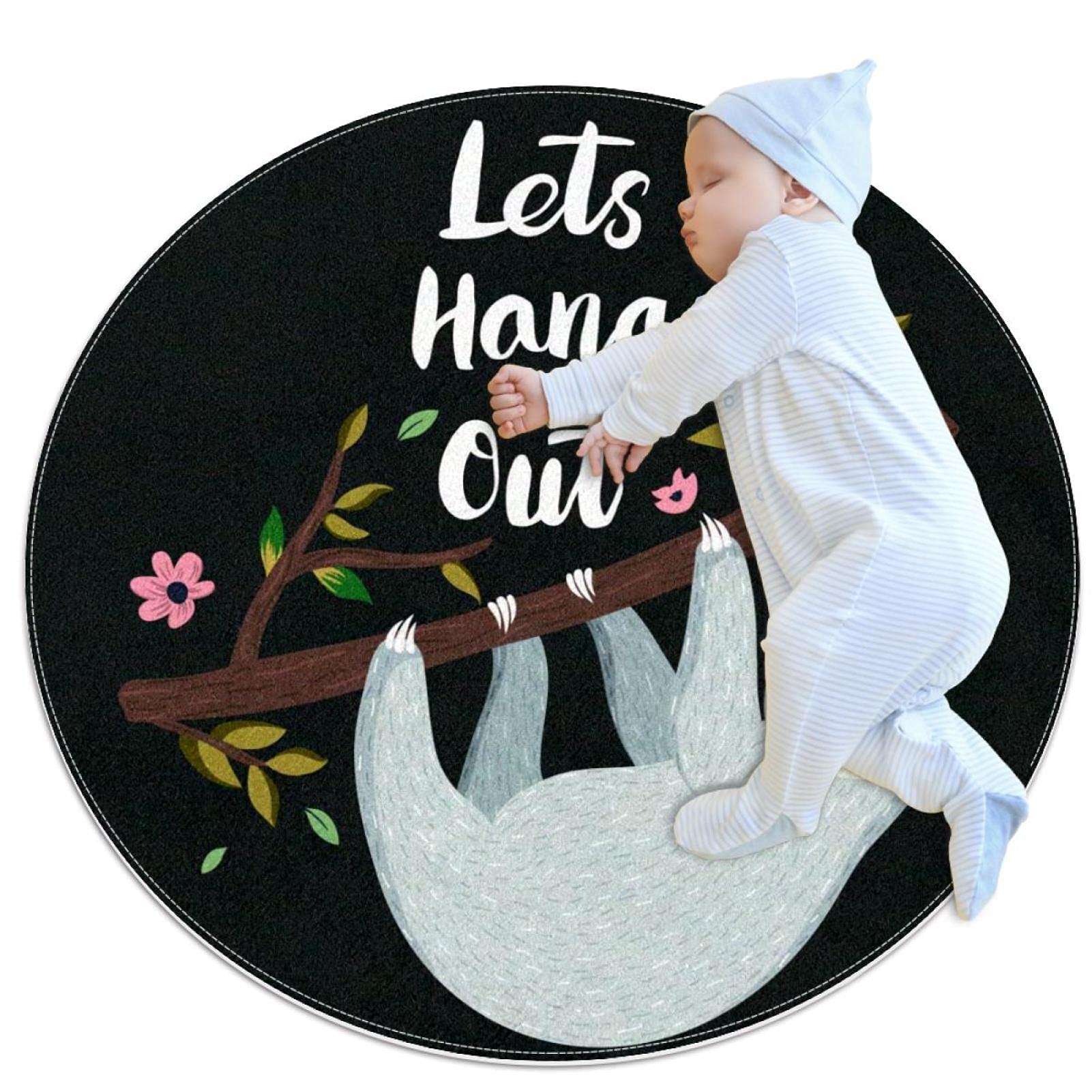 Tapis de salle de bain motif mongoose rond 1m chambre lit canapé