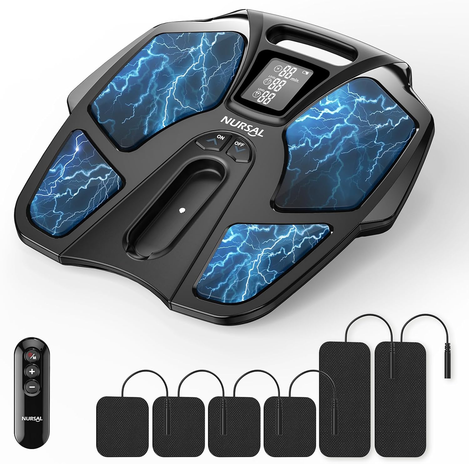 NURSAL TENS EMS Foot Massager for Neuropathy, Foot Nerve Muscle Stimulator Pro, Circulation and Body Pain Relief with TENS Unit Muscle Stimulator Pads, Electric Feet Legs Blood Circulation Machine
