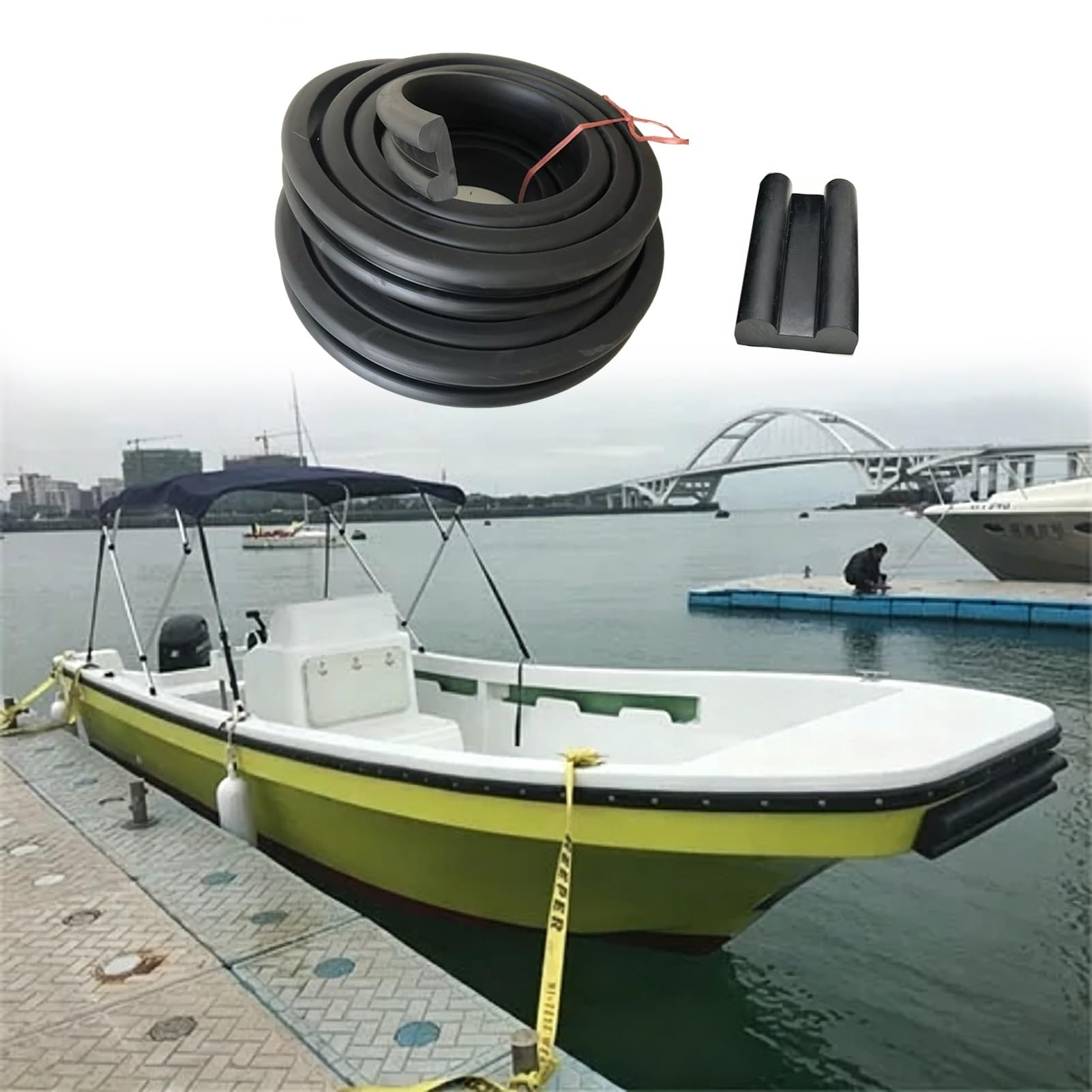 Barra di scorrimento in gomma per barca, striscia universale per bordi dello scafo, barra protettiva nera per paraurti per attracco, larghezza 45 mm, lunghezza 7 m, parafanghi in gomma resistente