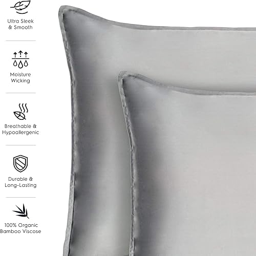Miniatura 5 de Tafts Juego de funda de edredón tamaño individual, juego de 2 piezas, 100% viscosa pura derivada de bambú, lujosamente suave, sedoso y refrescante,