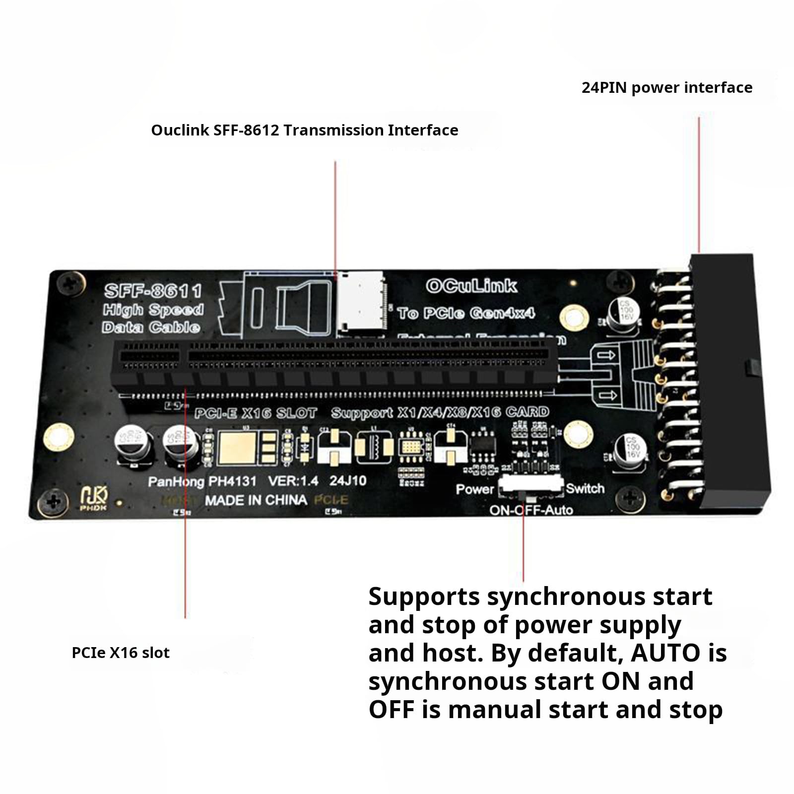 Adaptador de almacenamiento de tarjeta SFF-8612 a PCIE4.0 X16