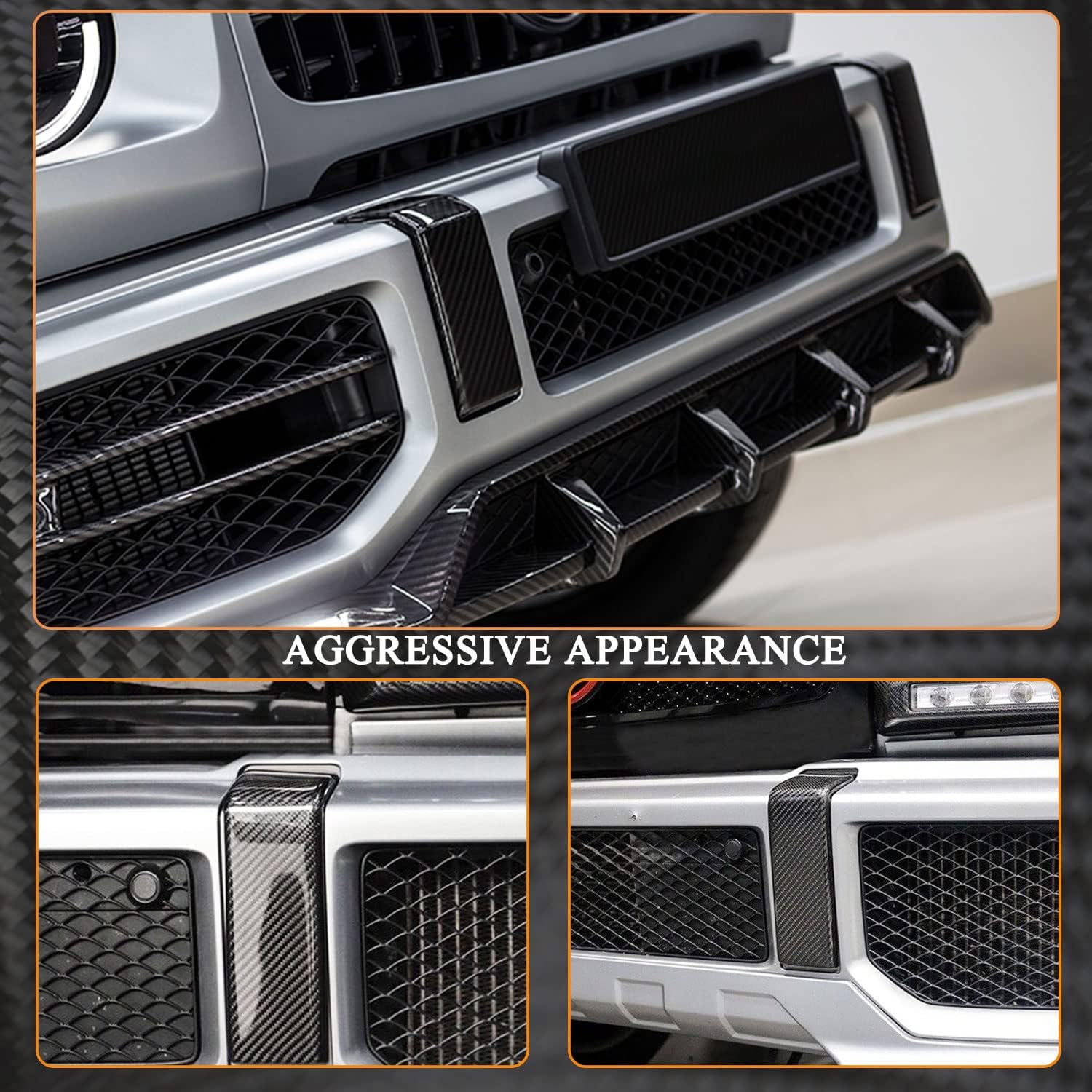 Dry Carbon Fiber Bumper Trim Cover Kit for Mercedes-Benz G Class W463 G63 AMG Wagon 2019 Front&Rear Bumper Guard Protect Covers 4pcs