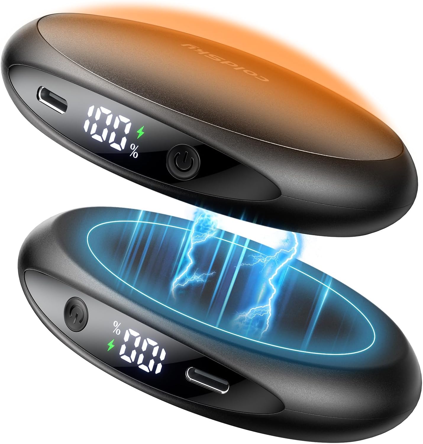 Hand Warmers Rechargeable 2 Pack, AI Temperature Control Electric Handwarmers, Stone Shape Portable Pocket Heater, Great Gift for Christmas Hunting, Golf, Camping Black