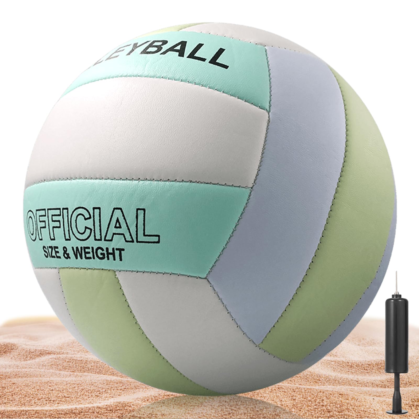 Official Size 5 Volleyball Balls - Beach Volleyball with Pump, Soft PU Volleyball Balls for Indoor and Outdoor, Sports Training, Beach Sand Set,