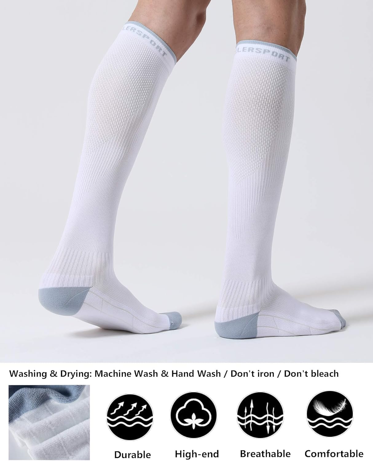 CS CELERSPORT 3 Pairs Compression Socks for Men and Women 20-30 mmHg Running Support Socks - Image 2
