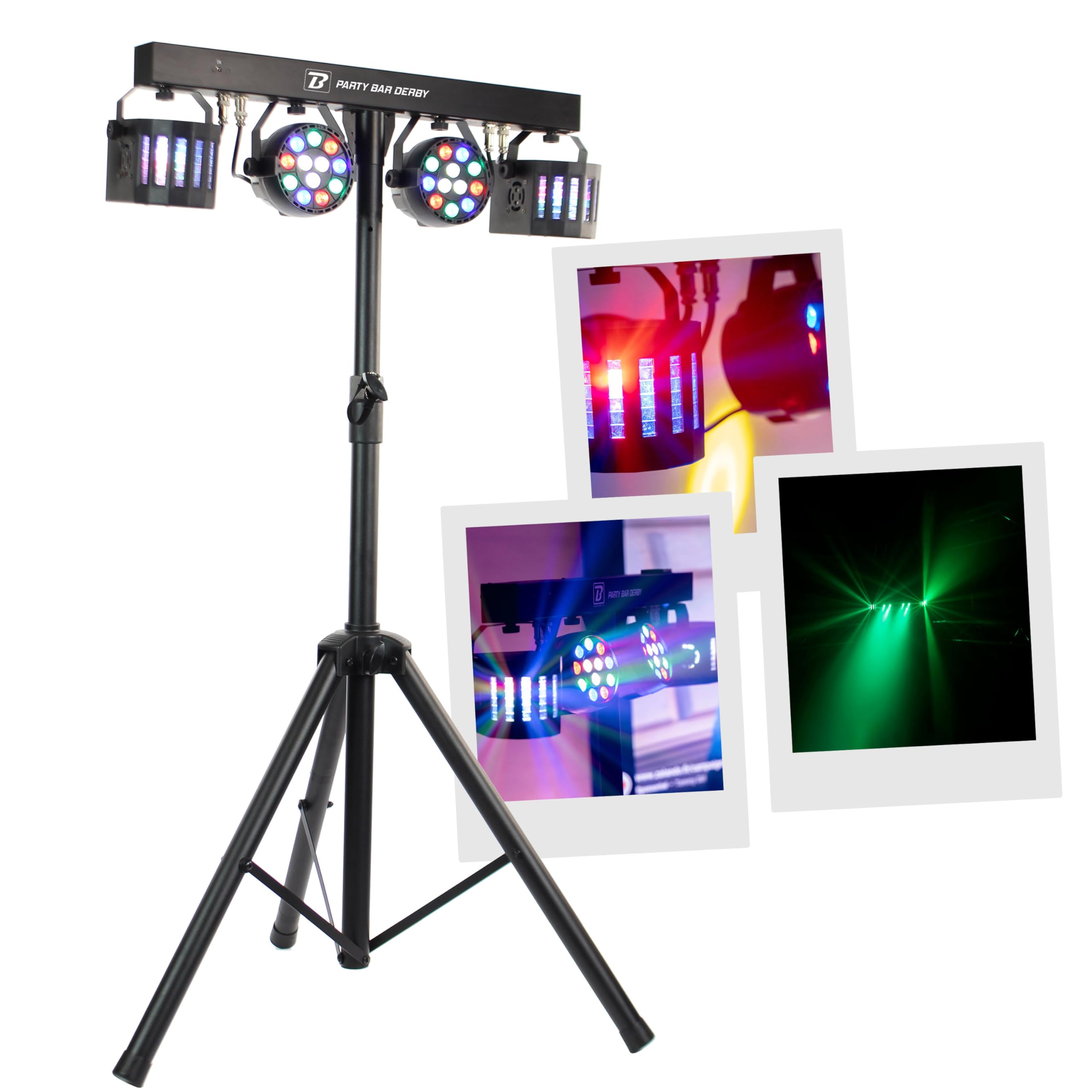 PARTY BAR DERBY - BoomToneDJ ; LE projecteur à effets INCONTOURNABLE pour vos soirées privées, bars, dj mobile, Nombreux programmes automatiques, Trépieds inclus.
