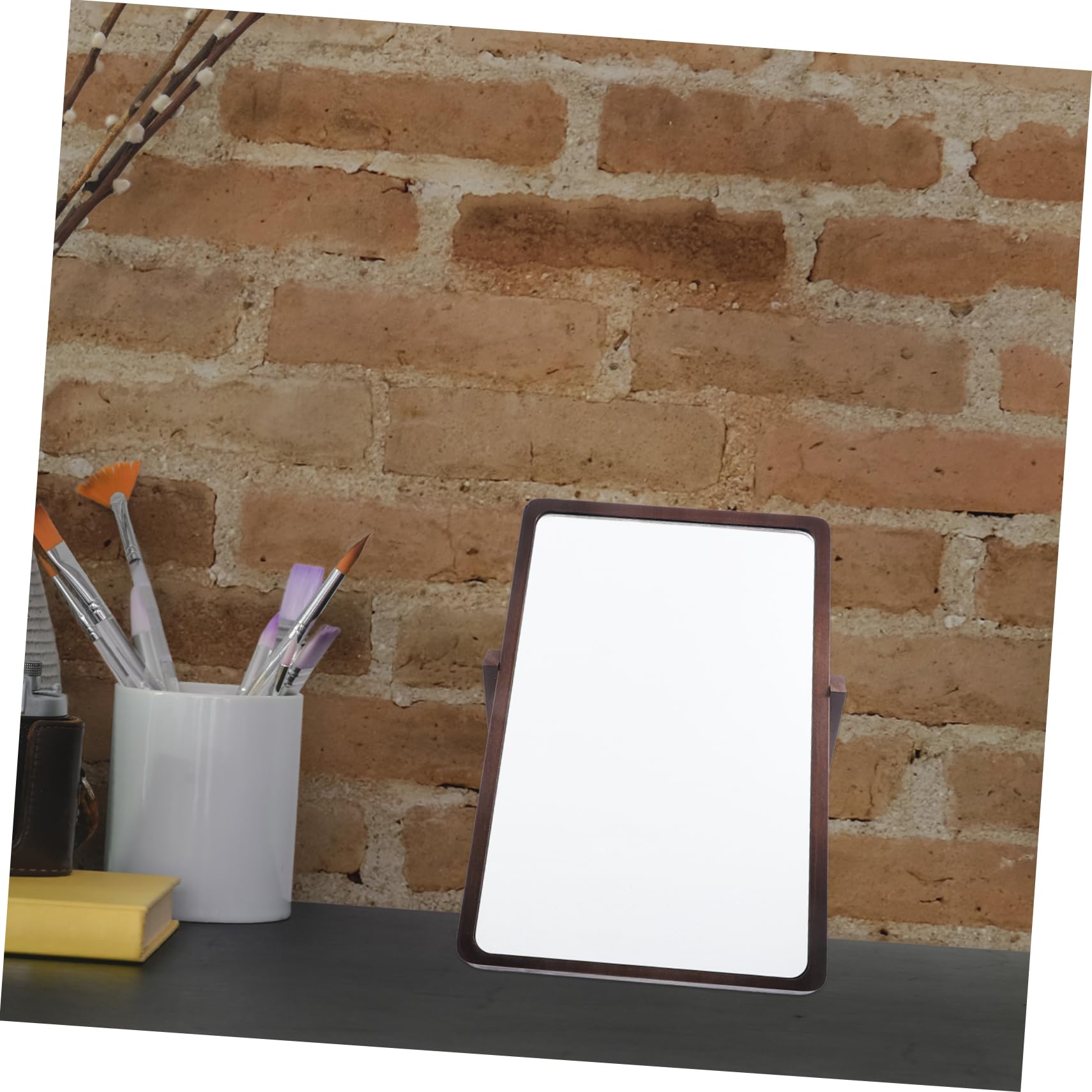 CALLARON Specchio Cosmetico Da Tavolo Pieghevole Legno Design Per Makeup Per Casa e Ufficio Pratico e Stabile Colore Noce