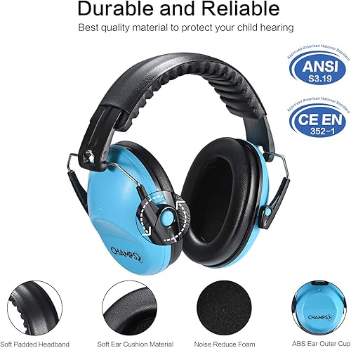 Miniatura 2 de Champs  Orejeras de protección y reducción de ruido para niños y adolescentes, seguridad NRR 25 dB, protección para el oído, para polígono de tiro y