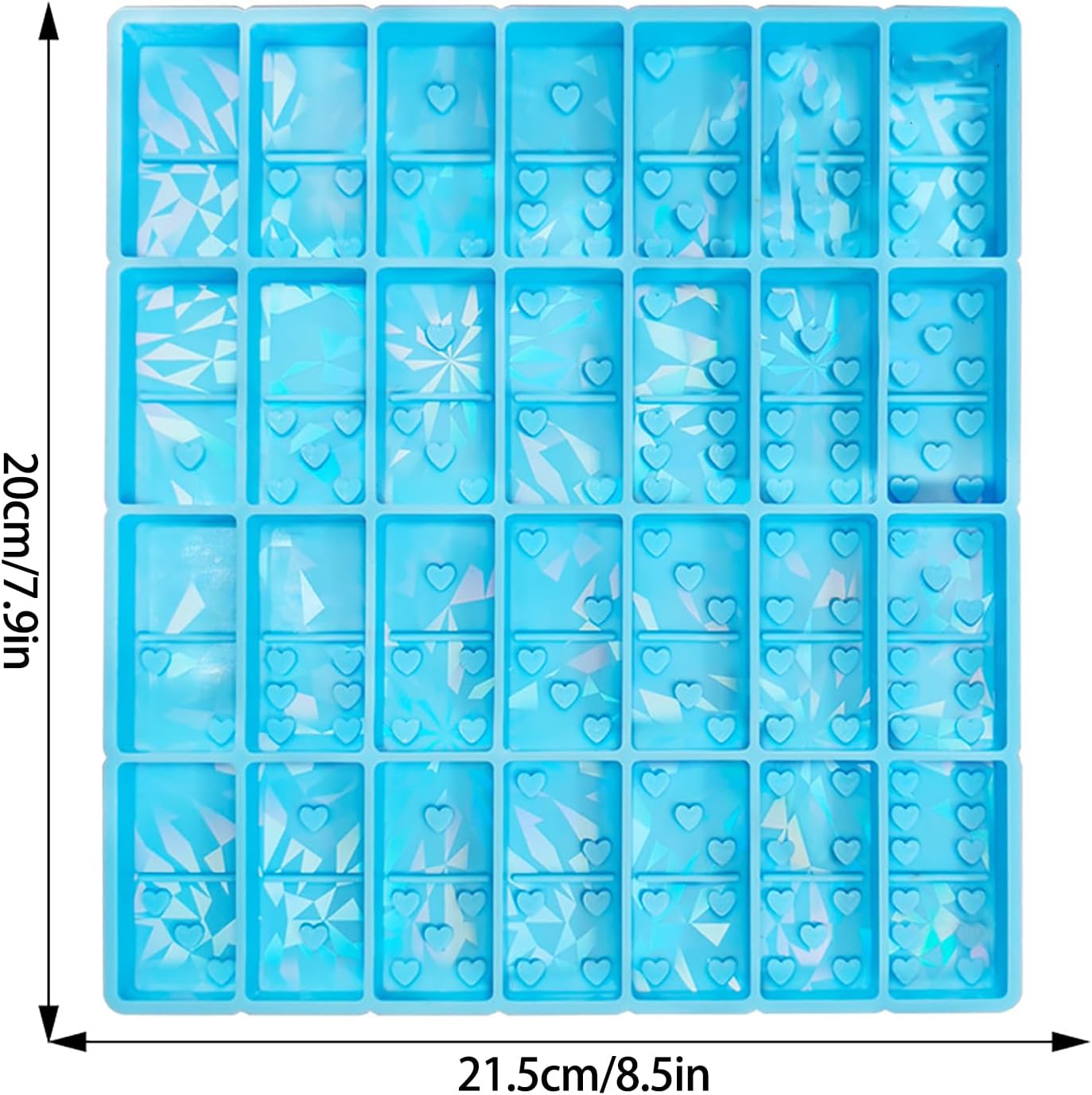 Heart Dominoes Resin Molds Light and Shadow Holographic Silicone Mold Crystal Epoxy Resin Game Mold Jewelry Making