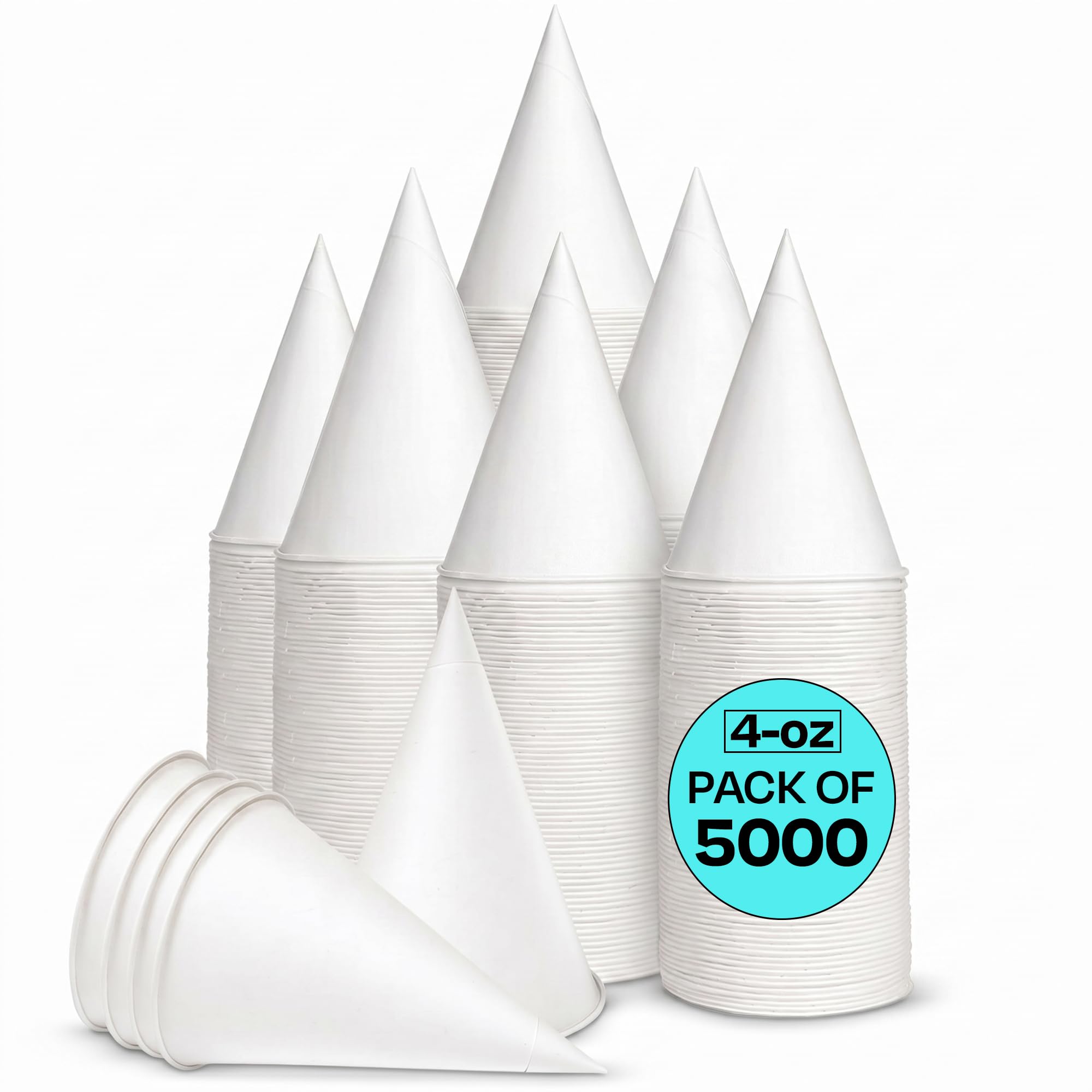 We Can Source It Ltd - 4oz Single Wall Cone White Paper Cups - Biodegradable Hot Drink Cups for Tea, Coffee, Cappuccino - Eco-Friendly Drinkware for Home, Cafes, Office, Resturants, Events - 5000 Pack