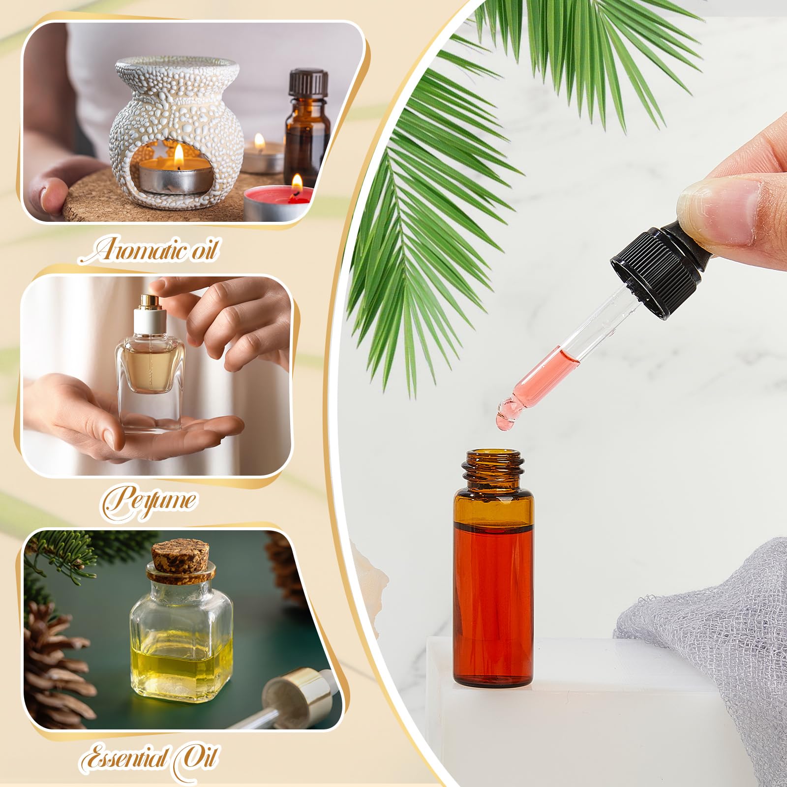 Didaey 200 mini frascos cuentagotas de vidrio, mini botellas cuentagotas de muestra, frascos de muestra pequeños con tapa para viajar, aceites esenciales, cosméticos líquidos, muestras de perfume