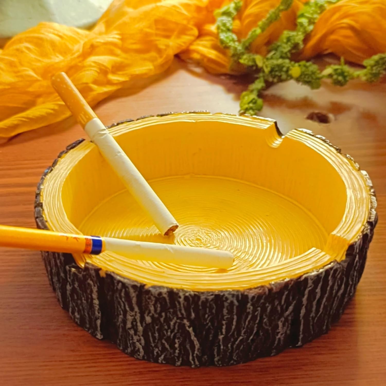 Ash tray Outdoor Indoor Ashtrays Great Cigarette Gifts for Smokers, Wooden Ashtray for Patio, Home，Outside, Office and Party (light colour)