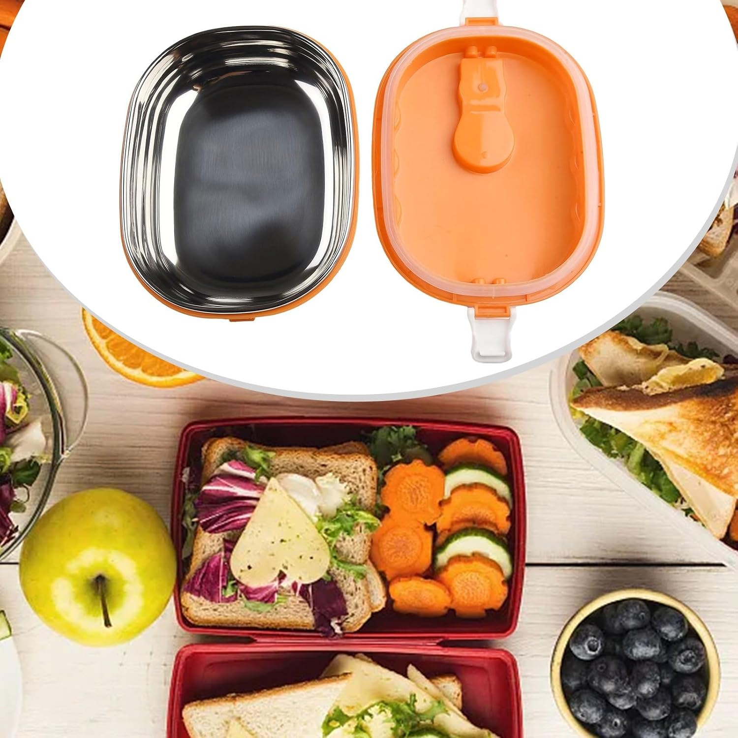 Lunch Box, Lunch Box for Adults Reusable Lunch Box Insulated Lunch Containers, Stainless Steel Lunchbox Adult Lunch Box, Leak Proof Thermal Insulated Container(Orange)
