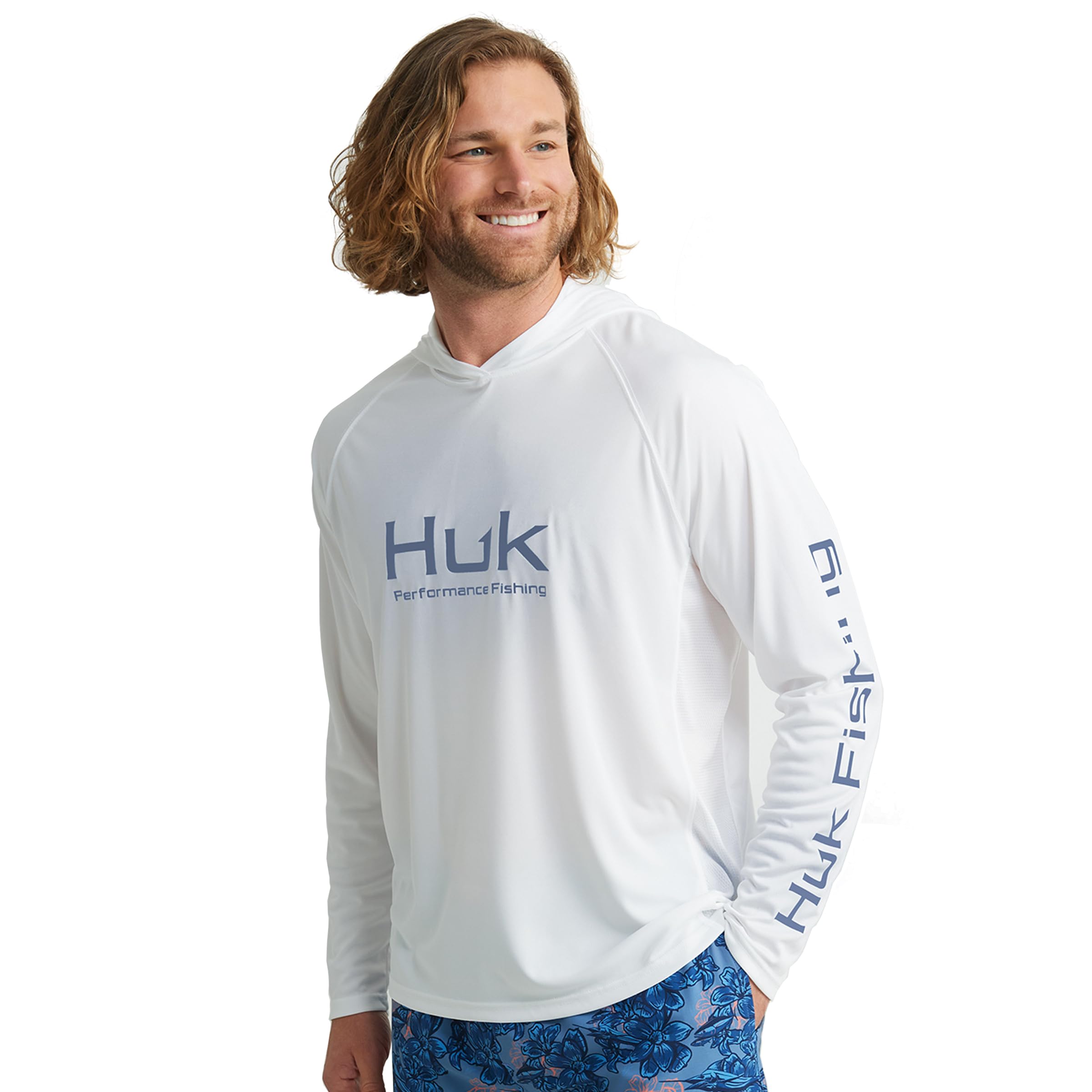 HUK Mens Pursuit Vented Long Sleeve Hoodie, Fishing Shirt with Hood