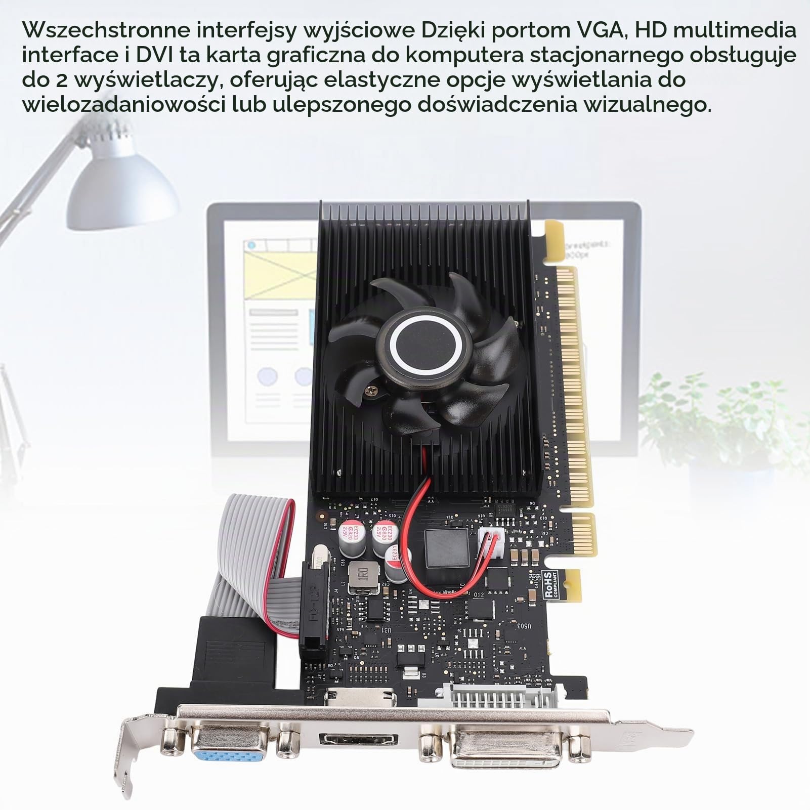 GT 210 1GB DDR3 Karta Graficzna, 64bit 589 500 MHz PCI Express 1,1 X 16 DVI VGA HDMI Silent Cooling Video Graphics Card
