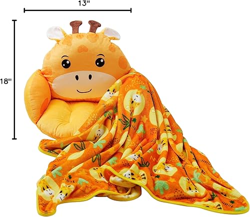 Miniatura 9 de Unicorns & Robots Almohada de jirafa para niños con manta, cojín acogedor de animales de felpa, cojín acogedor para sala de juegos y decoración de