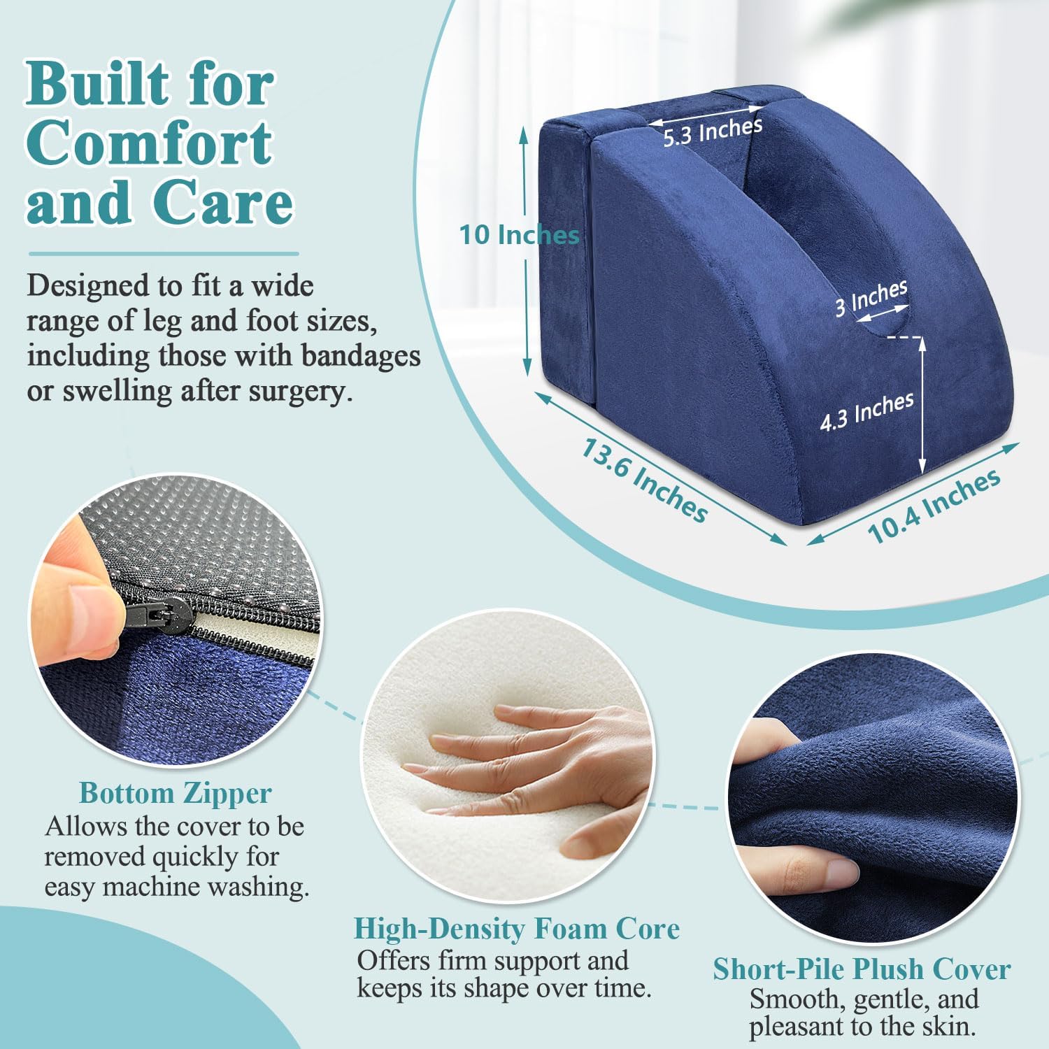 Knee Replacement Pillow for Surgery Recovery, 2-in-1 Leg Support Pillows, Total Knee Replacement Recovery Aids, Extension Pillow Ankle Surgery External Rotation Prevention, ACL Abductor Cushion
