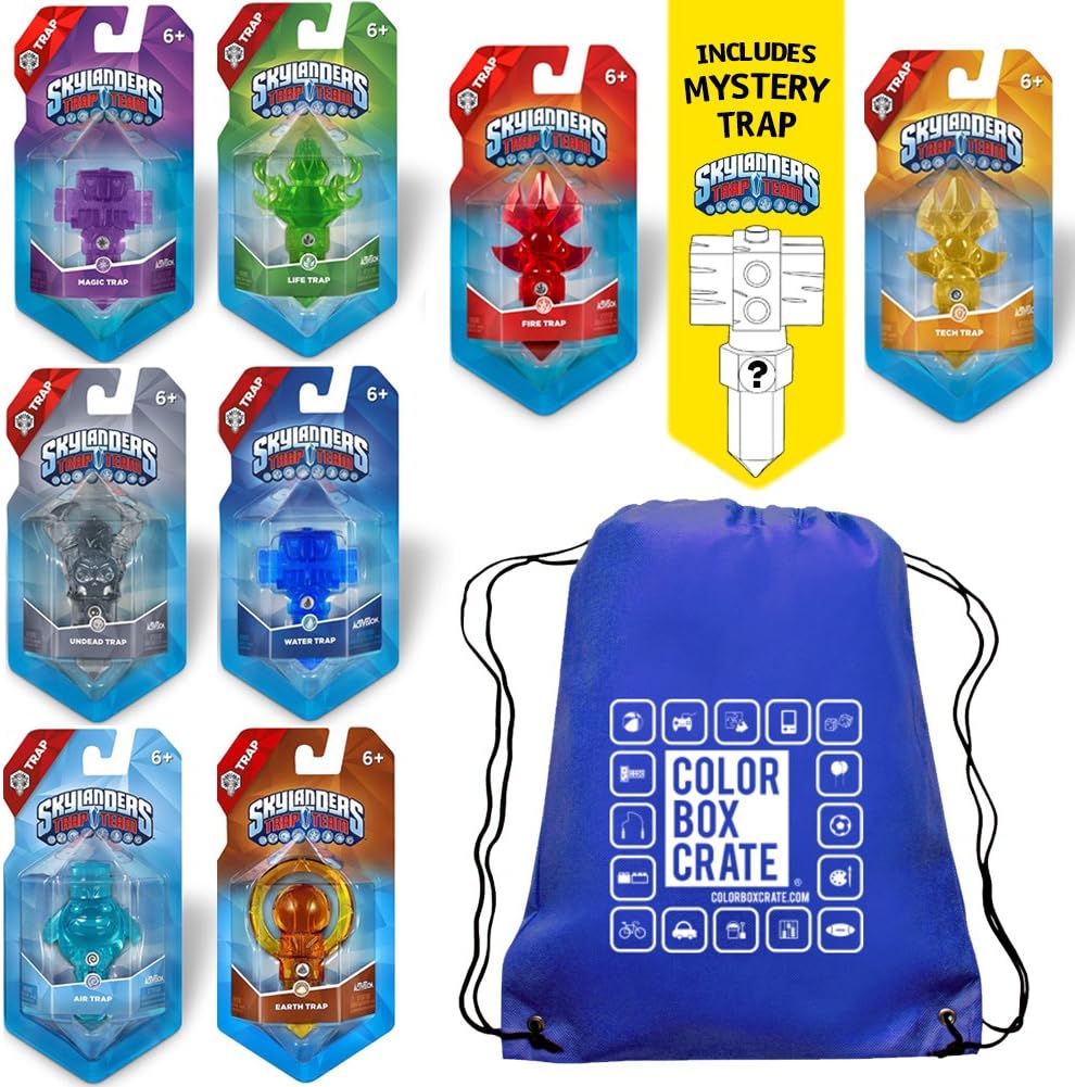Skylanders Trap Team Element Value Trap Pack 9 Traps by ColorBoxCrate - Includes Fire Trap, Tech Trap, Undead Trap, Magic Trap, Life Trap, Earth Trap, Air Trap, Water Trap, and one random Mystery Trap