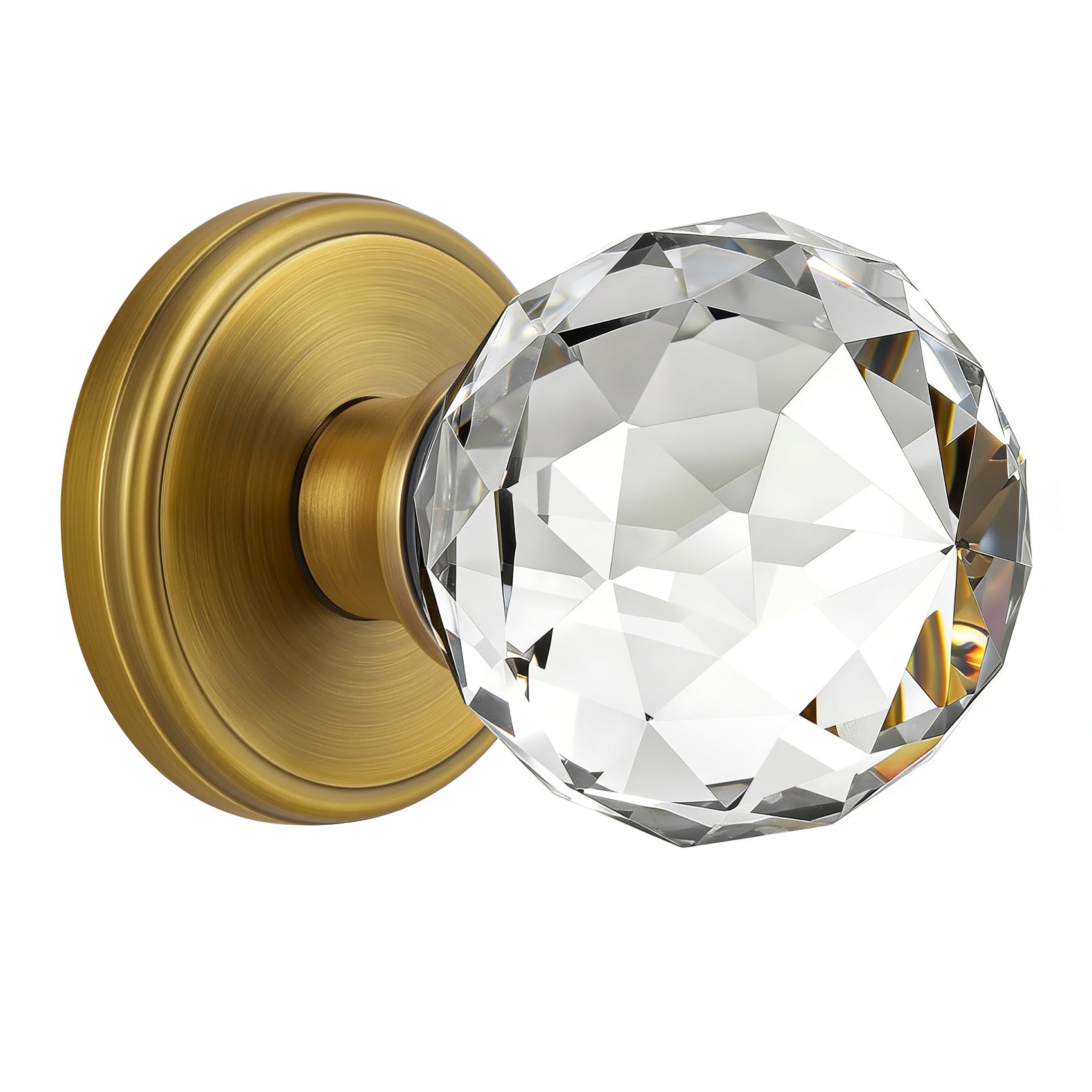 Clctk Antique Brass Crystal Door Knobs Interior, Vintage Passage Glass Round Door Knobs Door Handles For Hall Closet