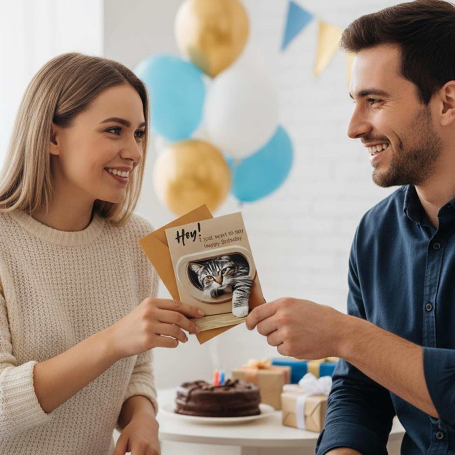 Funny Cat Themed Happy Birthday Greeting Card - 2D Design with Blank Interior for Personalized Messages, Perfect for Man Women, Cat Lovers, Friends & Family Celebrating Birthdays - Image 6