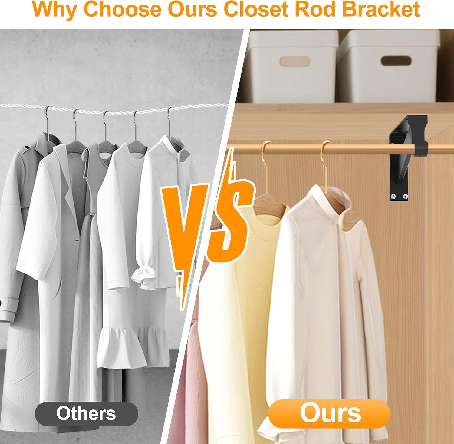Heavy Duty Shelf Brackets 12 inch Closet Rod Support Bracket 300lbs Capacity Wall Mounted Closet Shelf Brackets with Rod Holder for Bathroom and Bedroom (4Pack Black)