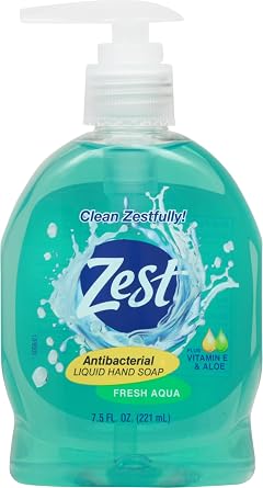 Zest Antibacterial Liquid Hand Soap - Fresh Aqua - Scented Liquid Soap with Vitamin E and Aloe -