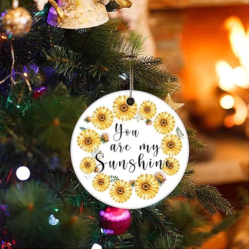 Miniatura 3 de Two-Side Printed You are My Sunshine Ceramic Christmas Ornament Novelty for Family Friends Kids Families Gifts Christmas Keepsake Pendants