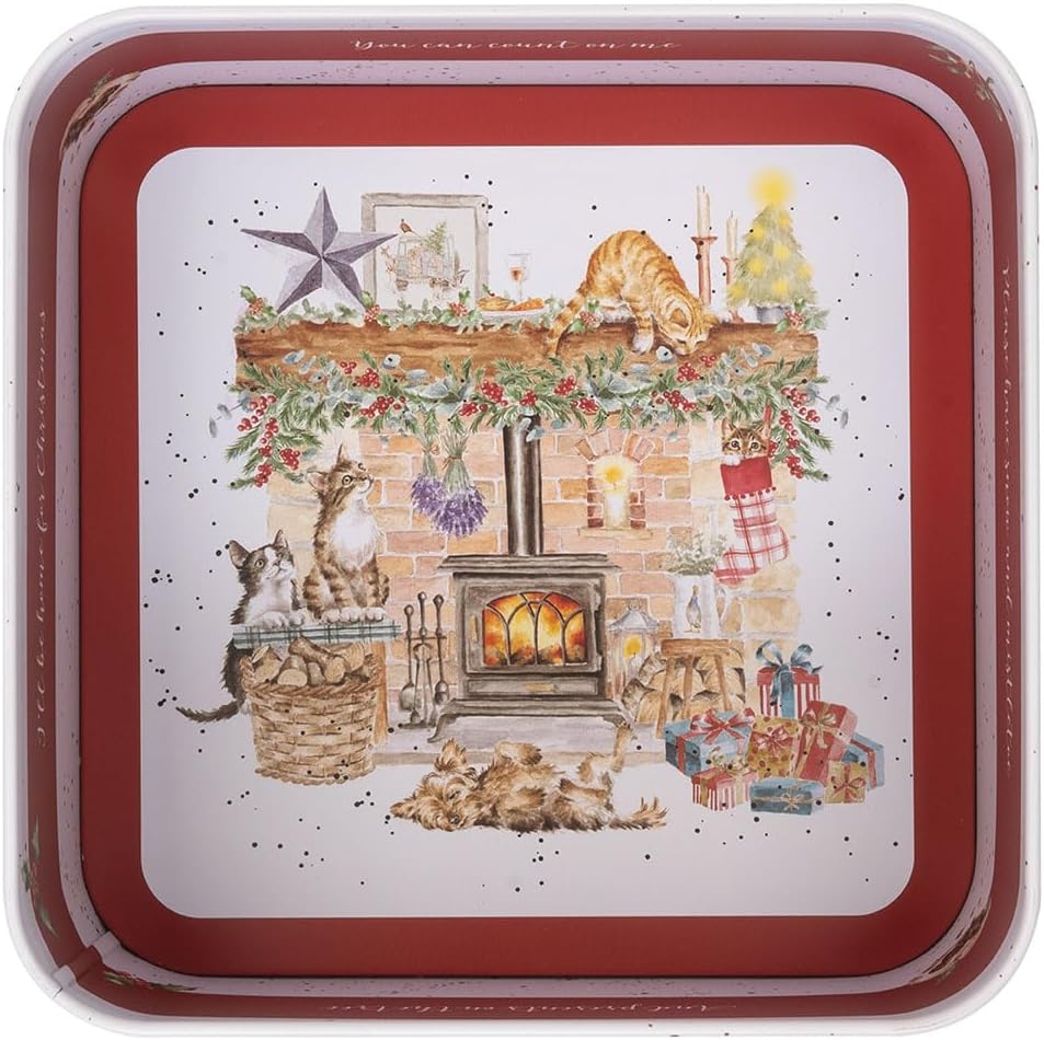 Wrendale Designs - Country Kitchen' Dog and Cat Christmas Square Tin