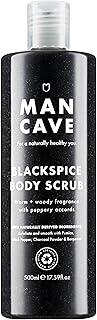 ManCave Exfoliante Corporal Blackspice, 500 ml – Peeling Corporal para Hombre con Aroma Cálido y Amaderado – Exfoliante de Cuerpo con Piedra Pómez y Polvo de Carbón – Formulación Natural y Vegana