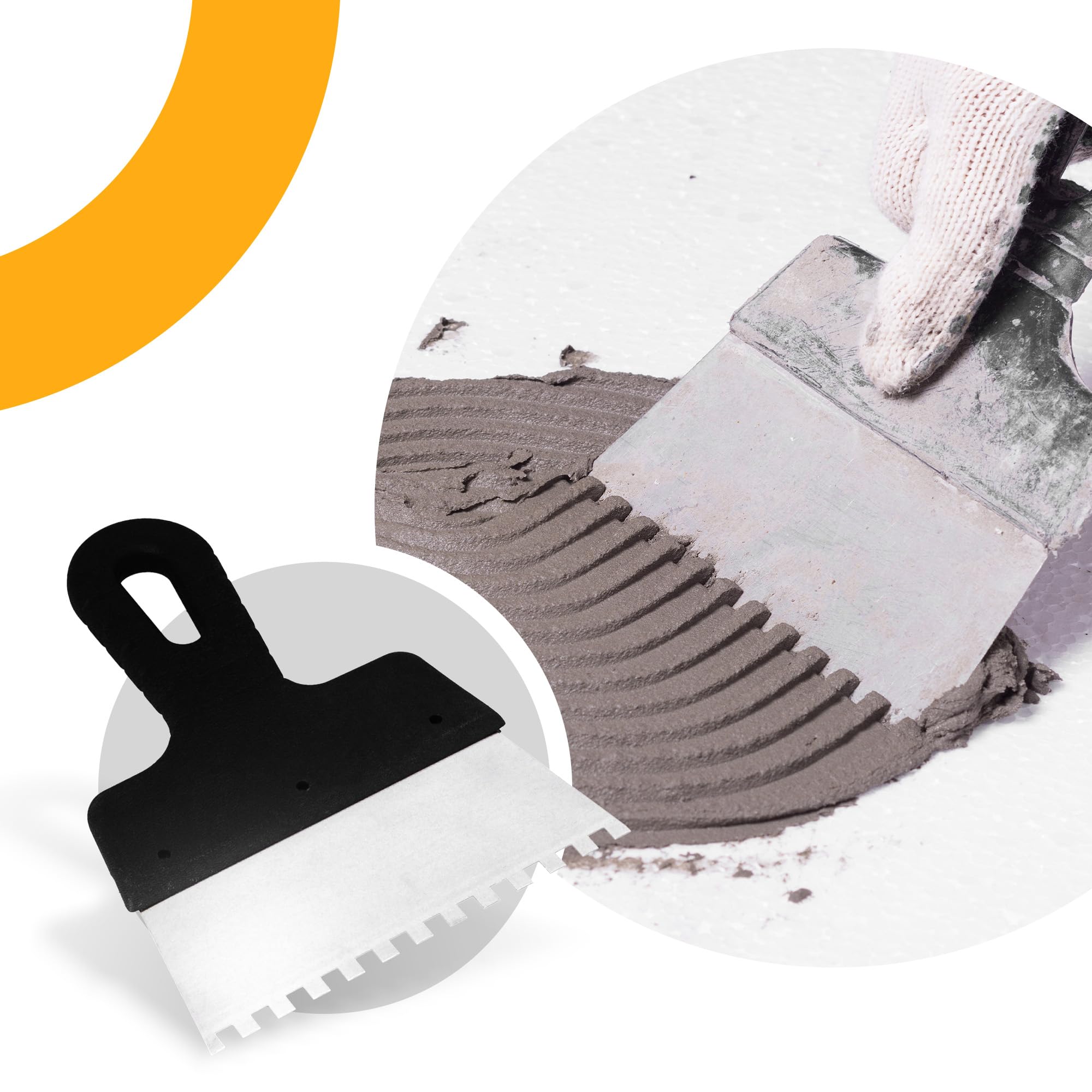 Frattazzo Piastrelle Dentato 150 mm 6x6 mm Cazzuola a Denti Acciaio Inossidabile Spatola Lisciatrice Intonaco Strumento Applicazione Colla Malta Costruzione
