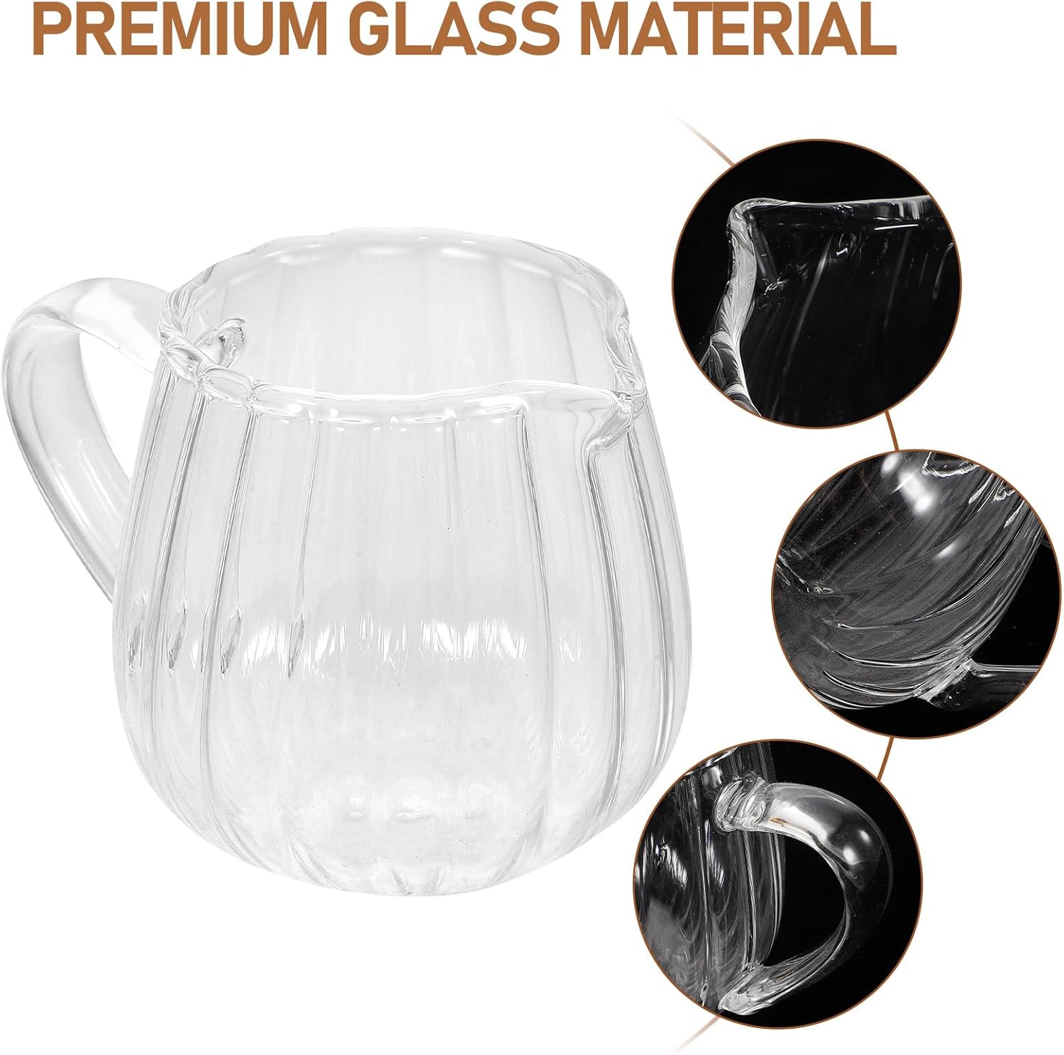 Hemoton Heat-Resistant Glass Milk Pot 5 Oz Small Creamer Pitcher with No-Drip Spout for Coffee Sauce and Table Serving