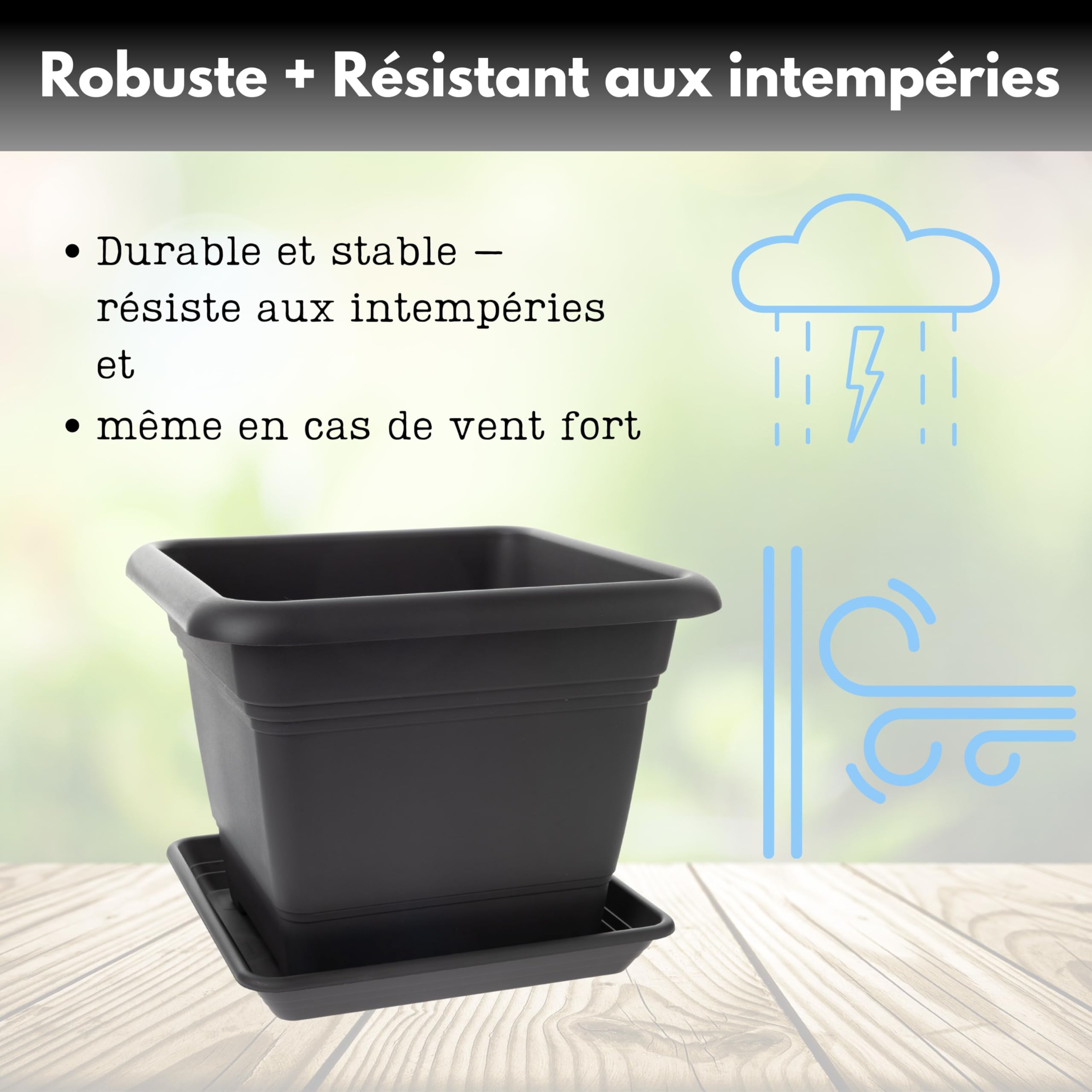 2friends Lot de 2 grands pots de fleurs, 48 x 48 cm, anthracite, taille XXL, pour l'extérieur, le jardin, la terrasse, robuste et moderne, pour l'extérieur