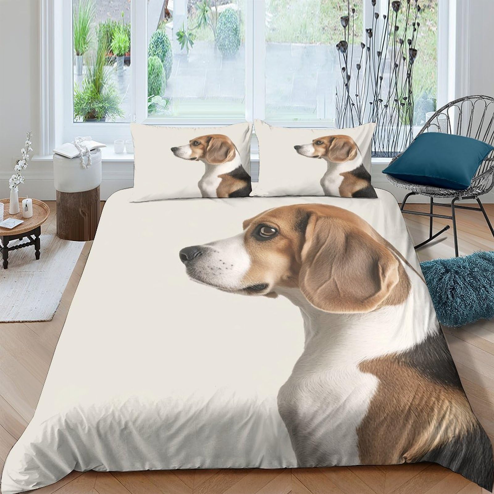 Ctjqhvkz Style-3 3D Printed Beagle Dog Fitted Sheet Microfiber Animal Art Bed Sheet For Bedroom Guest Room Mattress Cover Decor Single（135X200cm）