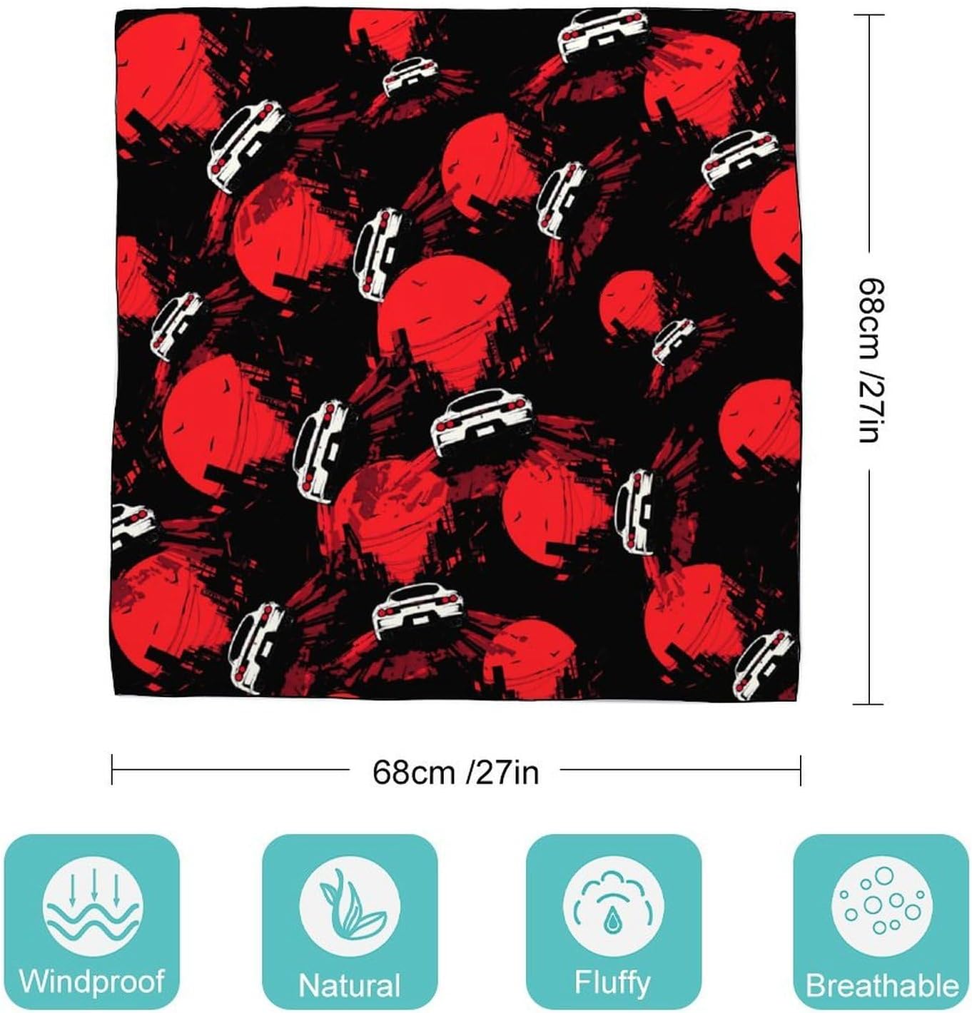Japan Motorsport-Car Bandana Fashion Head Scarf Square Silk Scarf Print Neck Hair Scarfs for Women Men Gifts