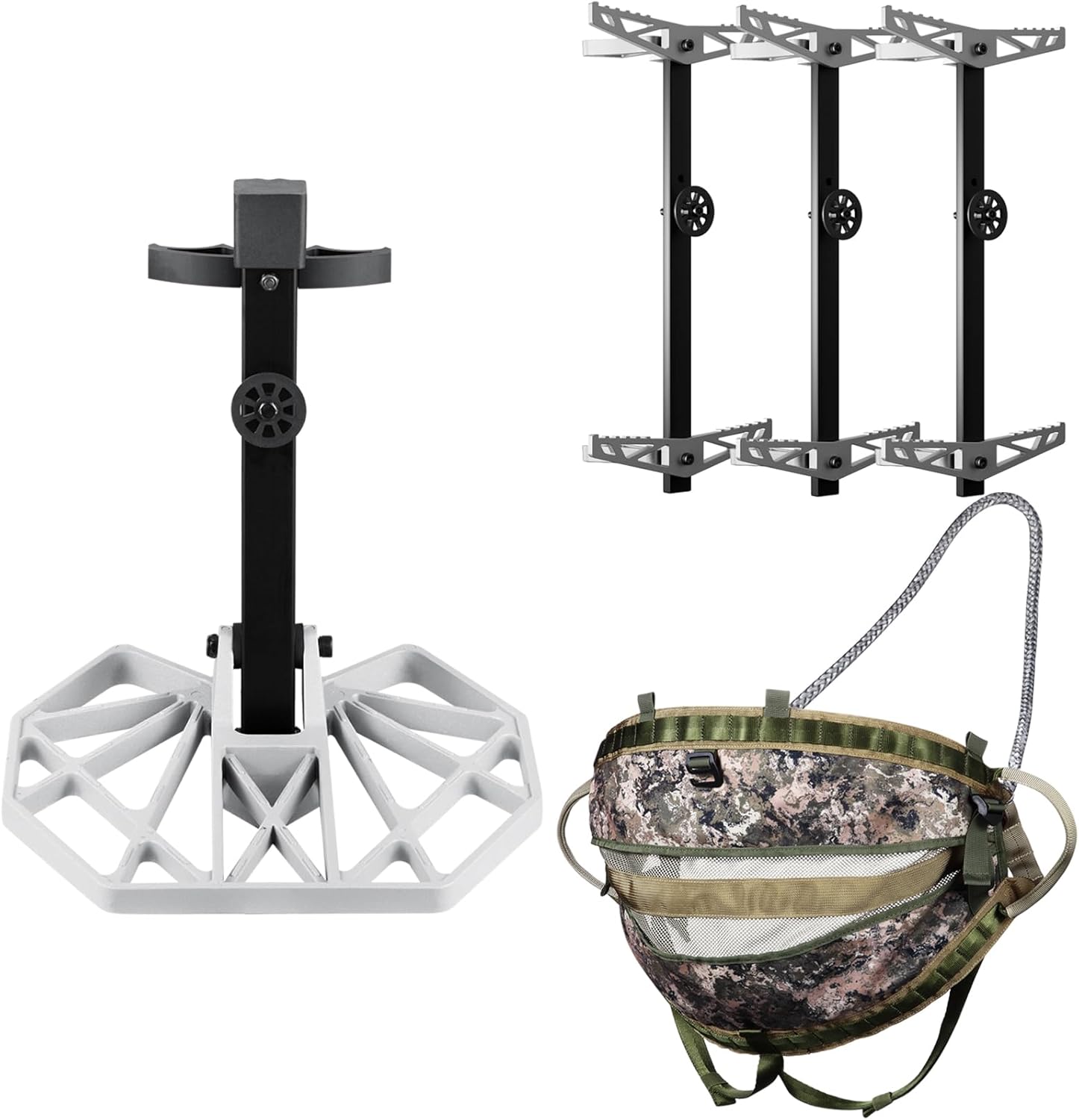 Full Mobile Tree Saddle Hunting System Kit: Includes 12"x12" Aluminum Saddle Hunting Platform, The Gen2 Hunting Saddle, 3-Pack Climbing Sticks