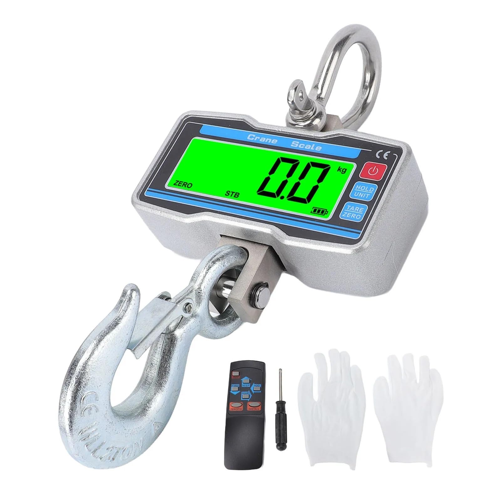 Báscula de grúa Digital 2000kg 4400lbs báscula colgante 0,8 pulgadas unidad de pantalla LCD de 5 dígitos conmutación de datos retención tara cero Rese
